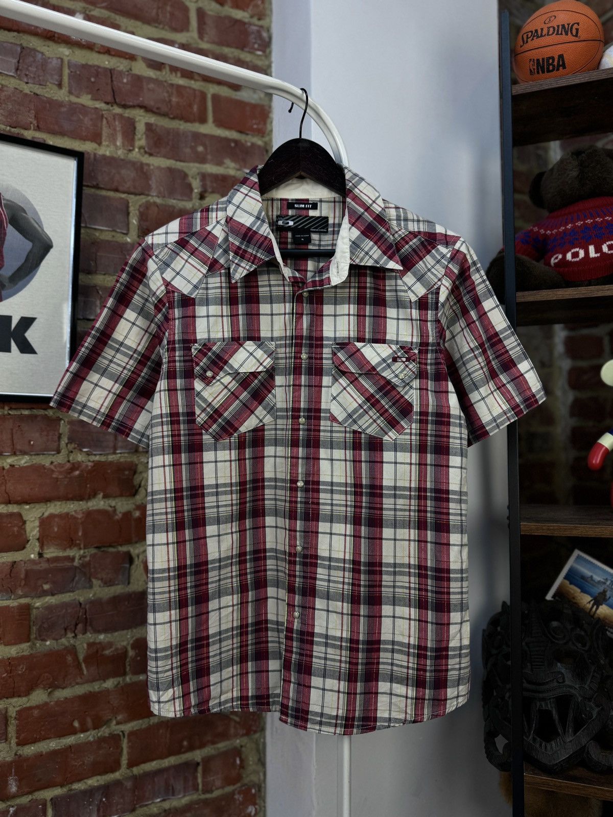 Oakley × Vintage OAKLEY Vintage Mens Short Sleeve Plaid Red Shirt Size US S / EU 44-46 / 1 - 1 Thumbnail