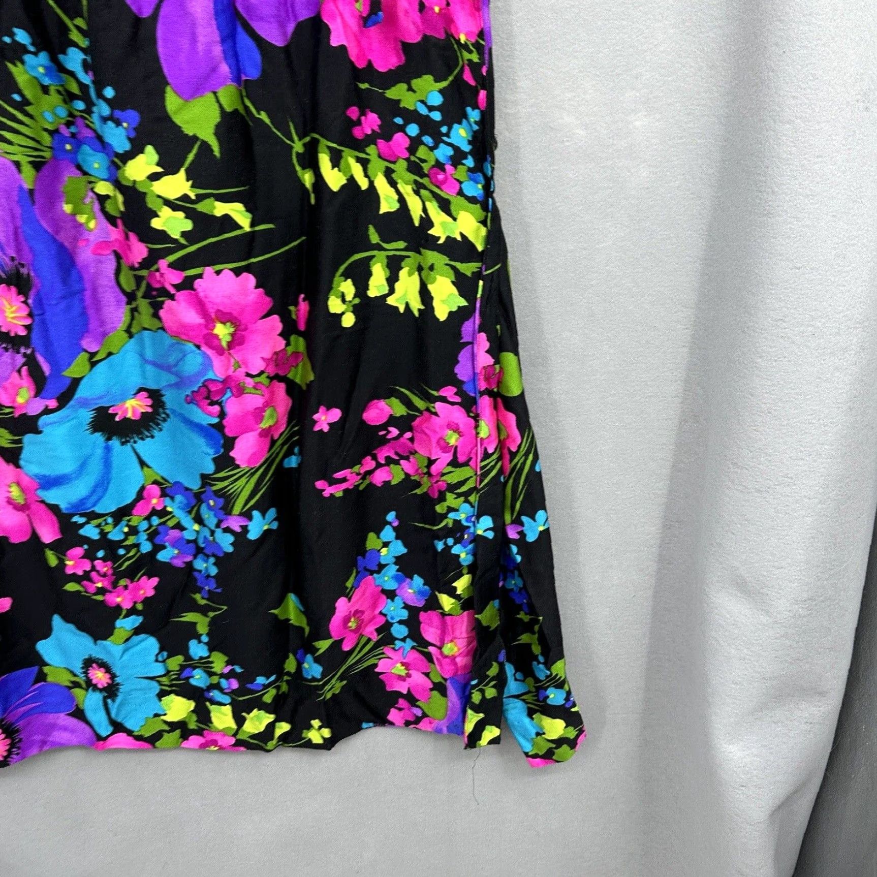 Vintage VINTAGE Leslie Fay Skirt Women Long Maxi 60s 70s Floral Black Button Wrap L Womens Size 36" / US 14 / IT 50 - 4 Thumbnail