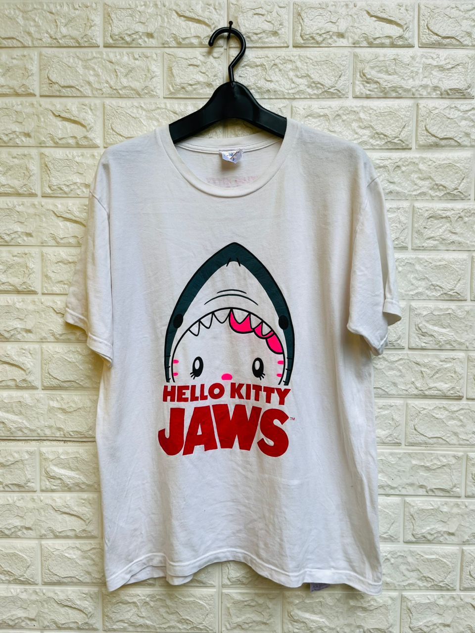 image of Vintage Jaws X Hello Kitty Colabration Designed Style in White, Men's (Size Medium)