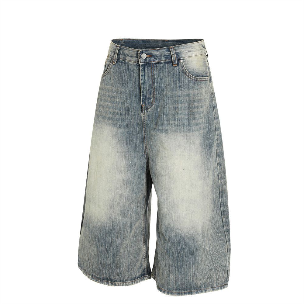 Japanese Brand × Jean Men's street casual distressed straight washed denim shorts Size US 32 / EU 48 - 2 Thumbnail
