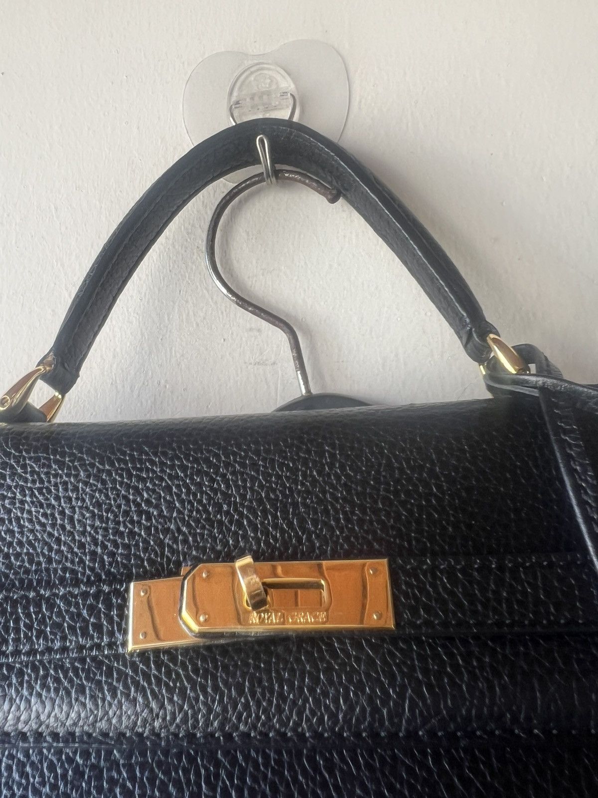 Leather Royal Grace Paris Black Leather Kelly Bag Size ONE SIZE - 15 Thumbnail