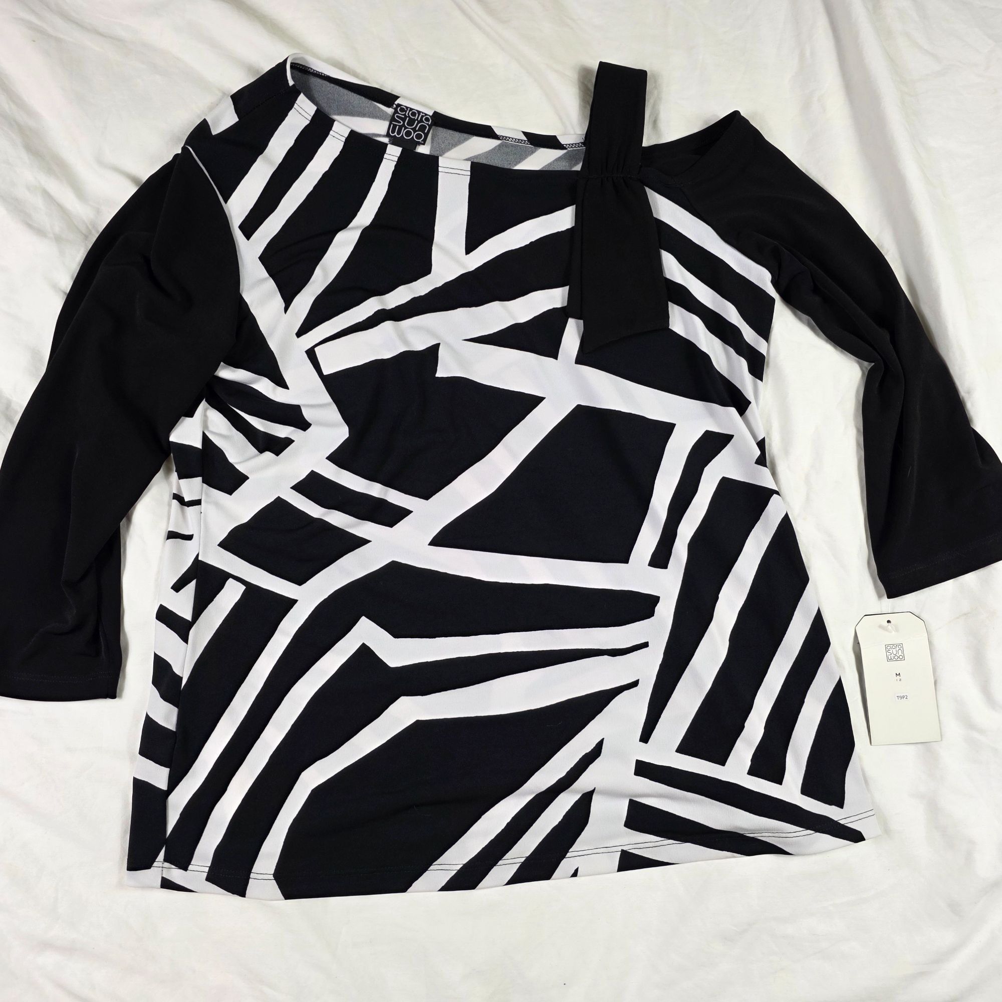Other Clara Sunwoo Drop Shoulder Womens Top M Black White Printed Size M / US 6-8 / IT 42-44 - 1 Thumbnail