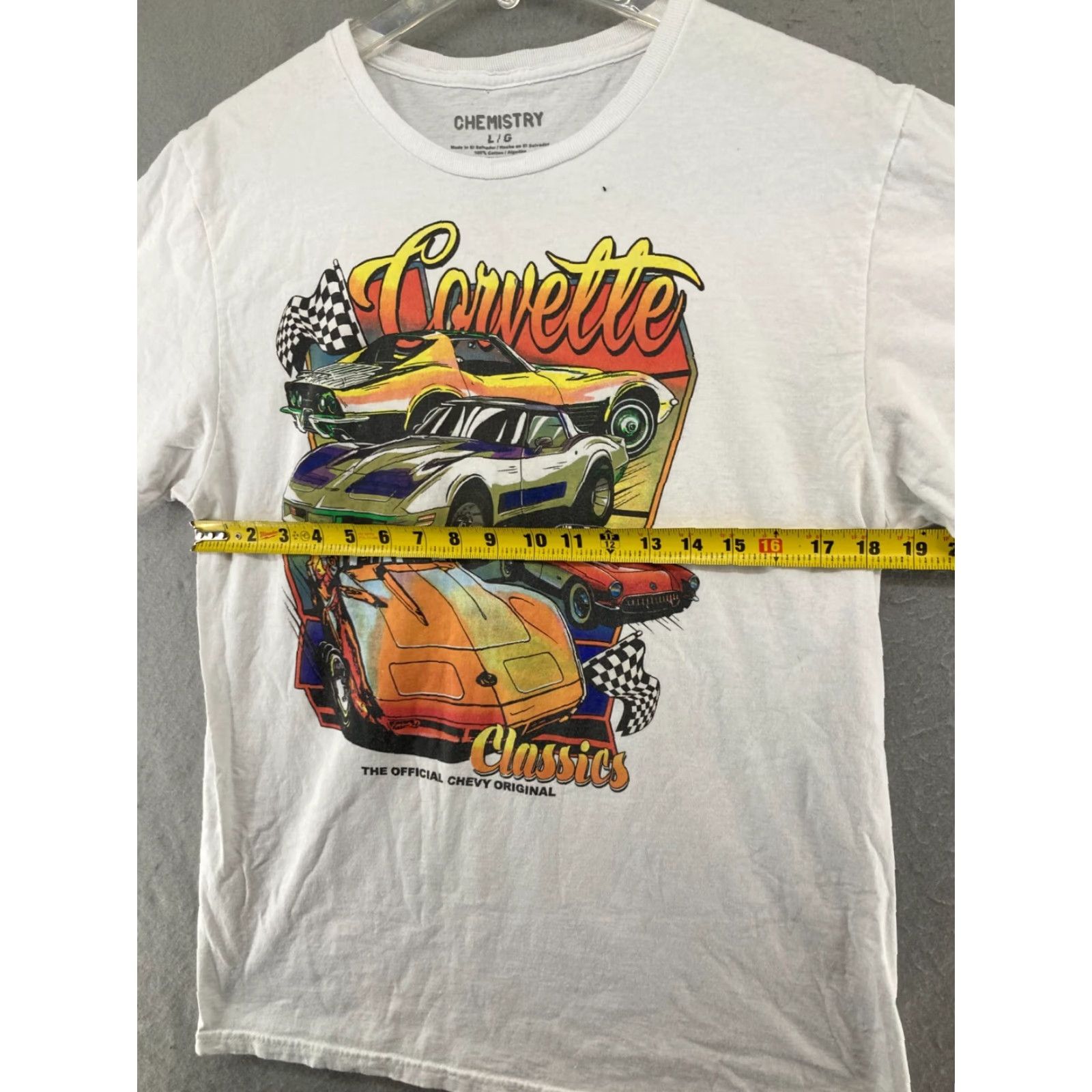 Vintage Chevrolet T Shirt Mens Large White Chevy Corvette Graphic T - Cars Retro Vintage Theme Men's Regular Short Sleeve Crew Neck - Size US L / EU 52-54 / 3 - 3 Thumbnail