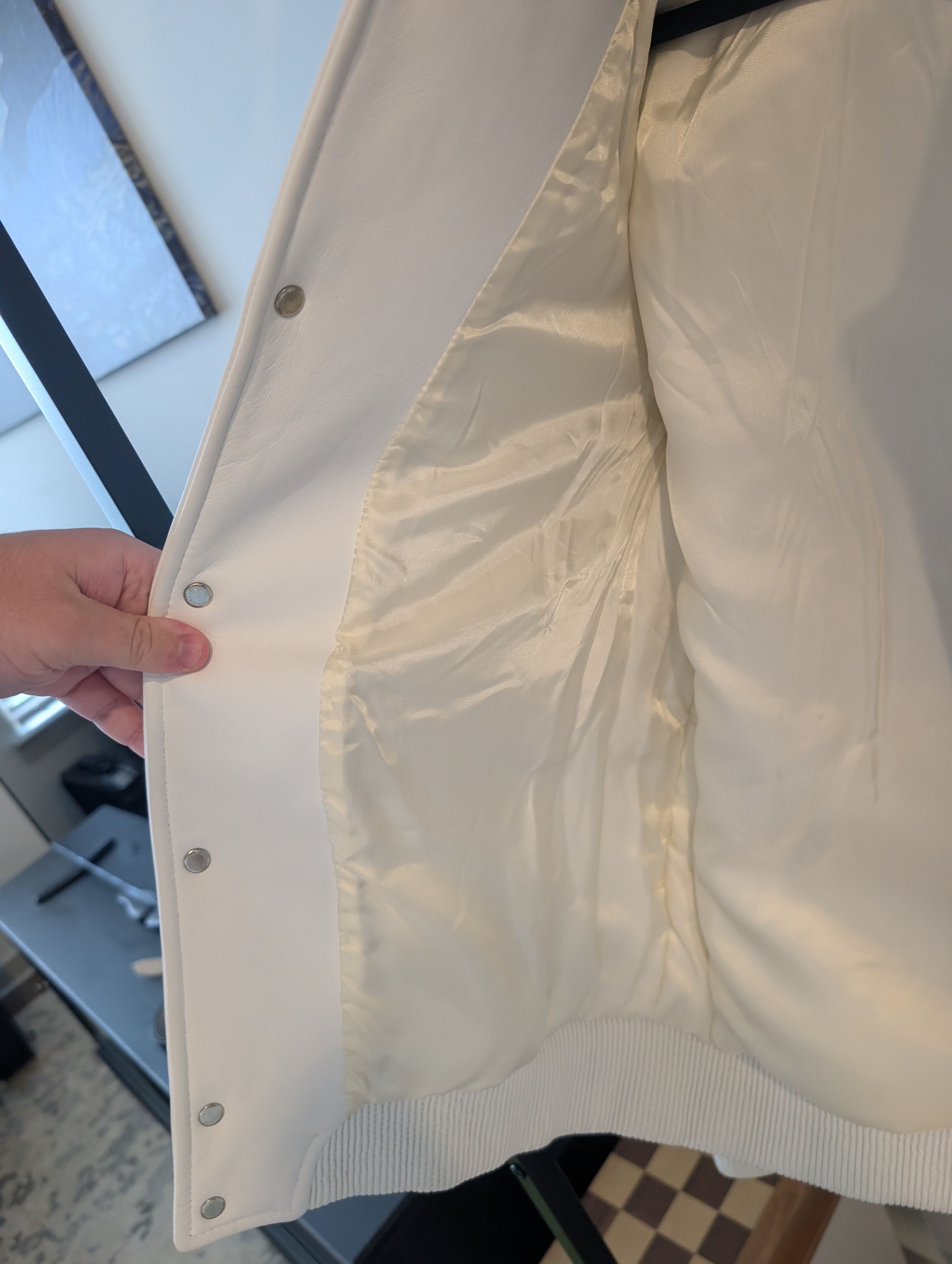 Off-White Runway/sample Off-white full leather varsity jacket Size US M / EU 48-50 / 2 - 11 Thumbnail