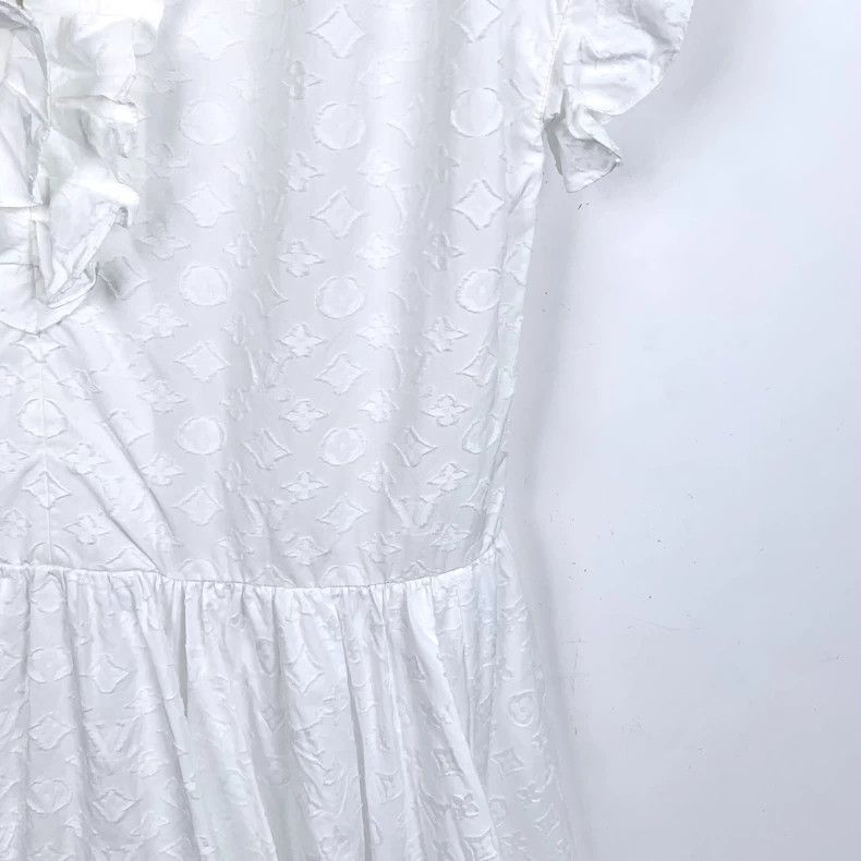 Louis Vuitton Louis Vuitton White logo full-print cotton lace short-slee Size M / US 6-8 / IT 42-44 - 4 Thumbnail