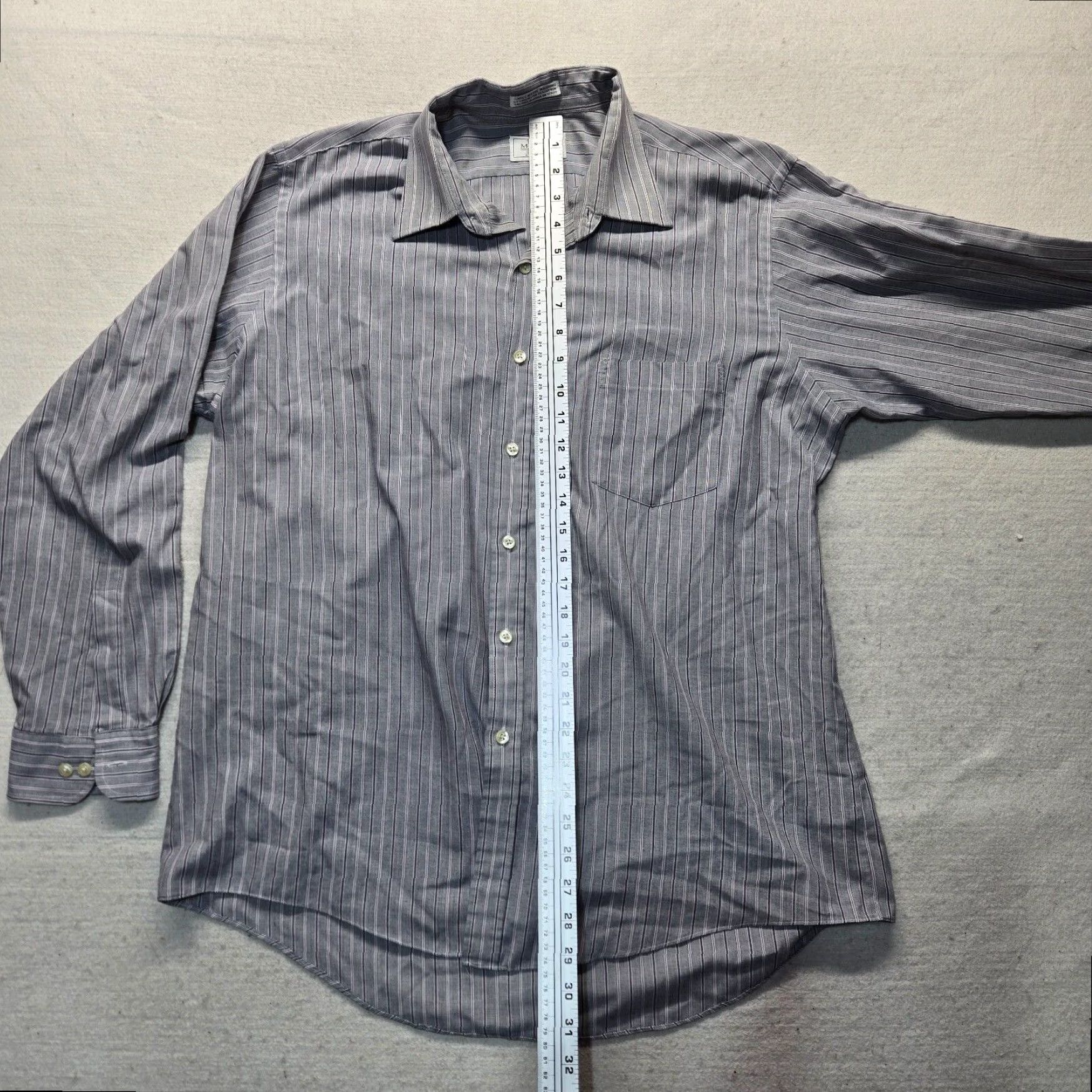 Sears VINTAGE Sears Button Up Long Sleeve Shirt Gray Striped Adult Men's Size 17 Size US XL / EU 56 / 4 - 5 Thumbnail
