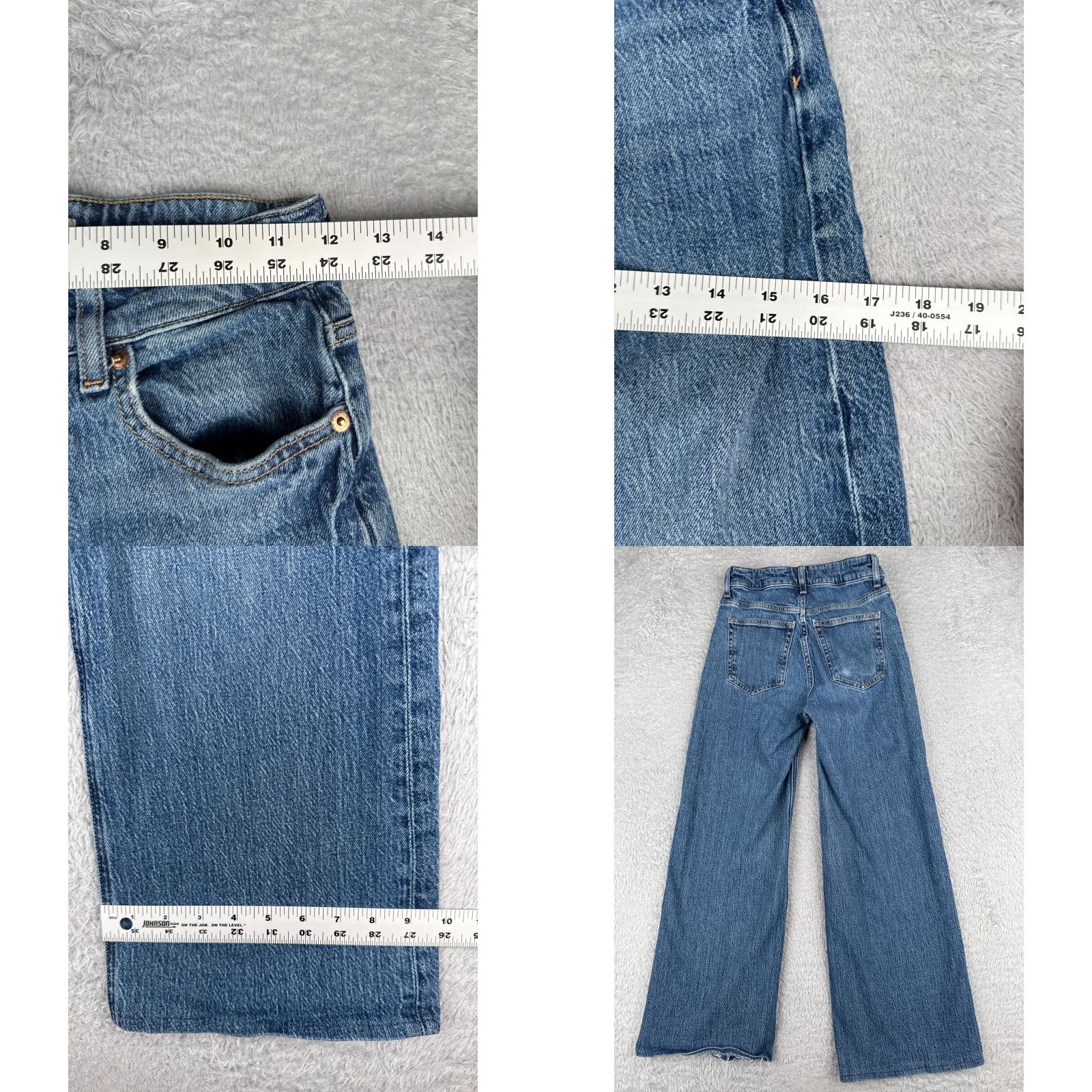 H&M H&M Jeans Women Blue Denim Wide-Leg Mid Rise 24x26 Regular 2 Cotton Blend 5-Pocket 26 Inseam 90s Vintage: No Size 26" / US 2 / IT 38 - 9 Thumbnail