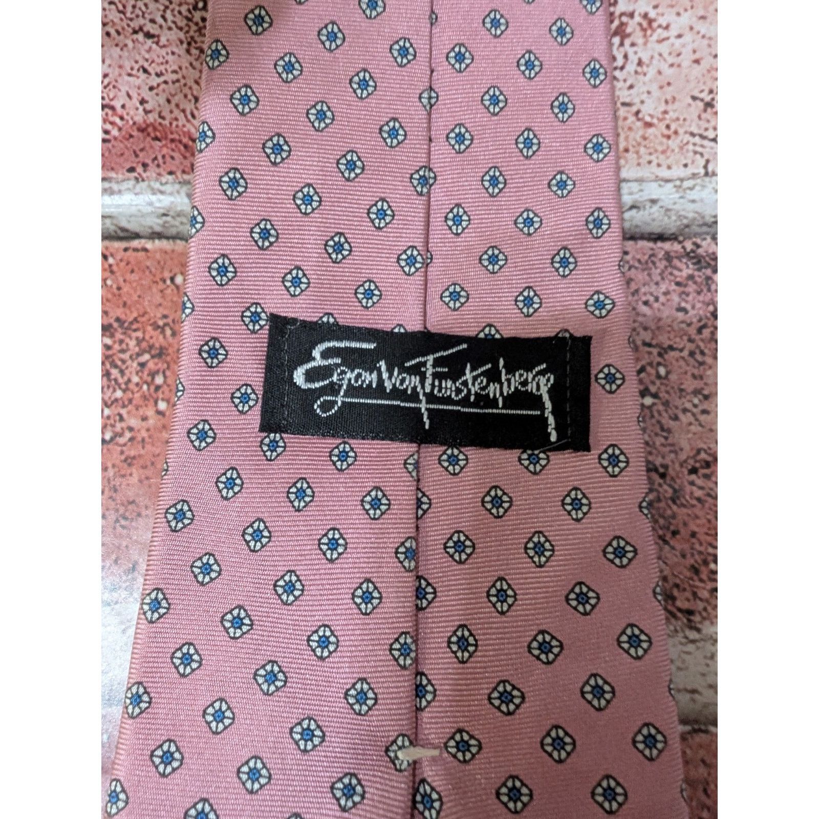 Other Egon Von Fursteberg Pink Teal Dot Silk Tie Made USA Designer Size ONE SIZE - 5 Thumbnail