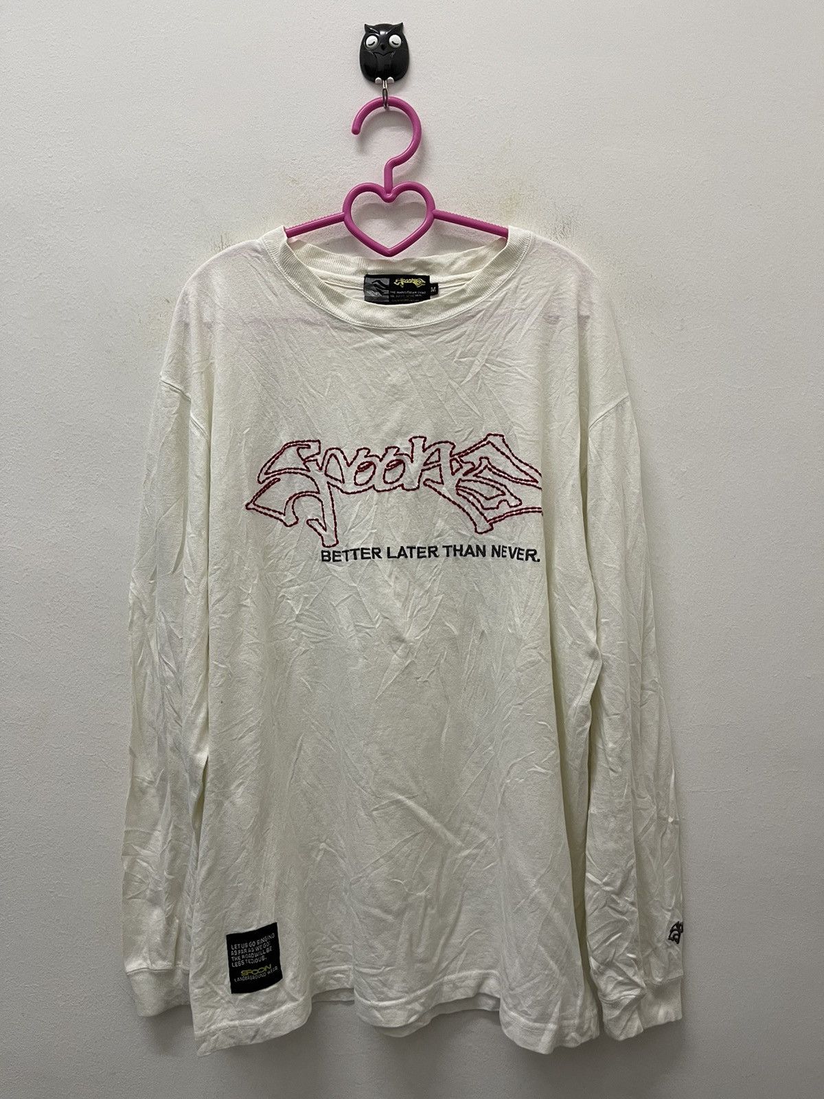 image of Vintage Spoon Better Late Than Never Racing Underground in White, Men's (Size Medium)
