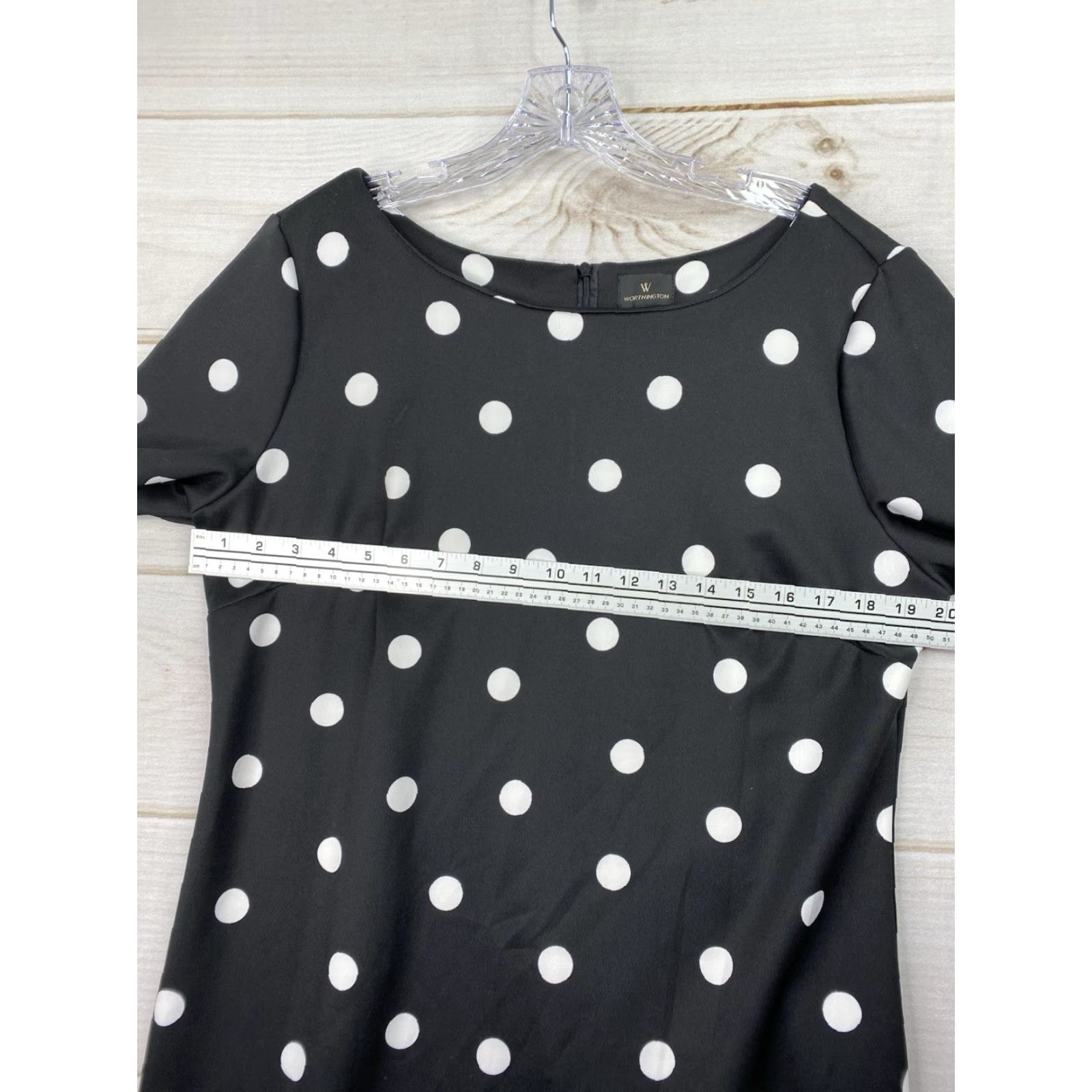 Worthington Worthington Dress Black Polka Dot Stretch 3/4 Sleeve Knee Length Career Sz 16 Size XXL / US 16-18 / IT 52-54 - 4 Thumbnail