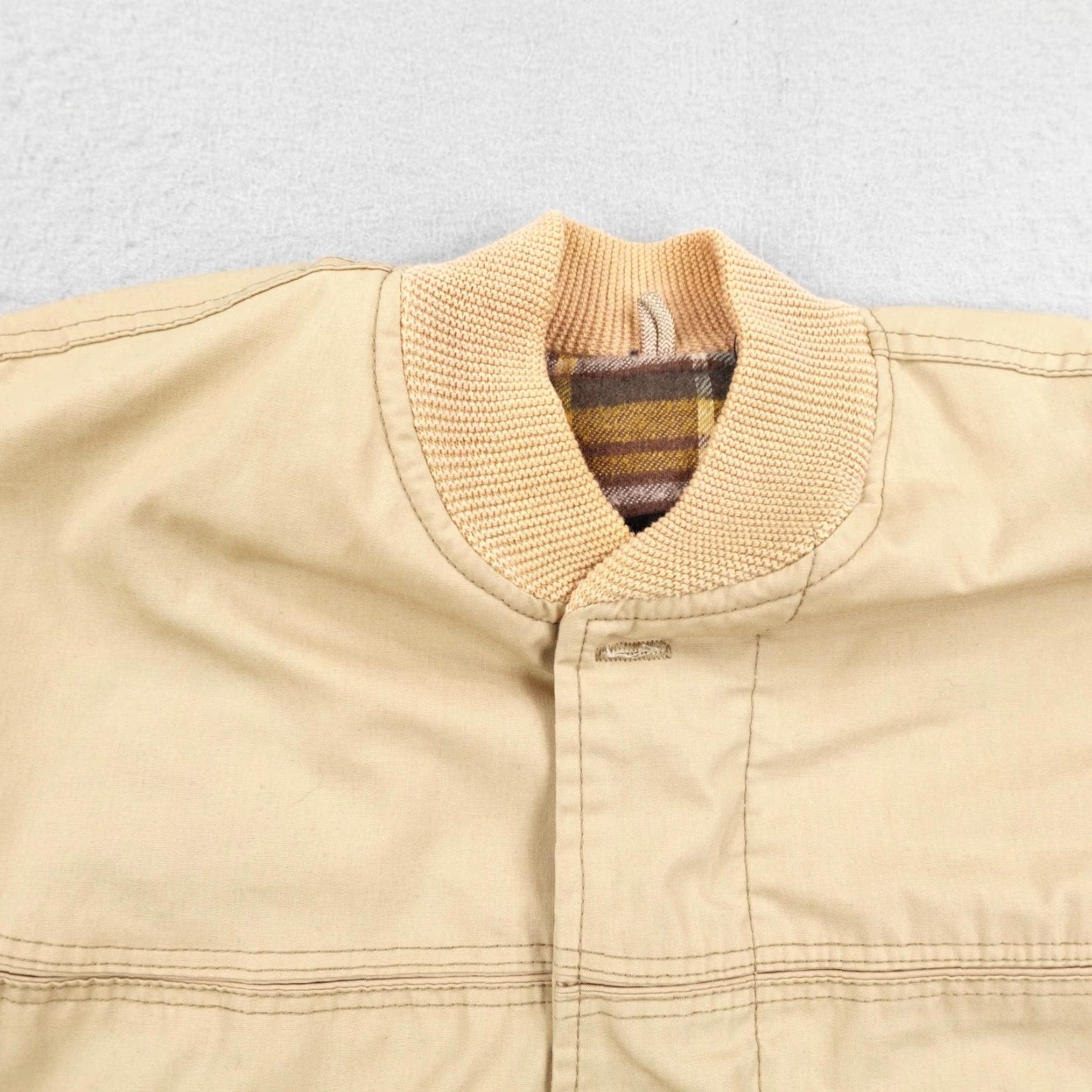 Sears VINTAGE Sears Jacket Mens M Khaki Tan Flannel Lined Bomber Coat Zip Up 80s Size US M / EU 48-50 / 2 - 2 Thumbnail