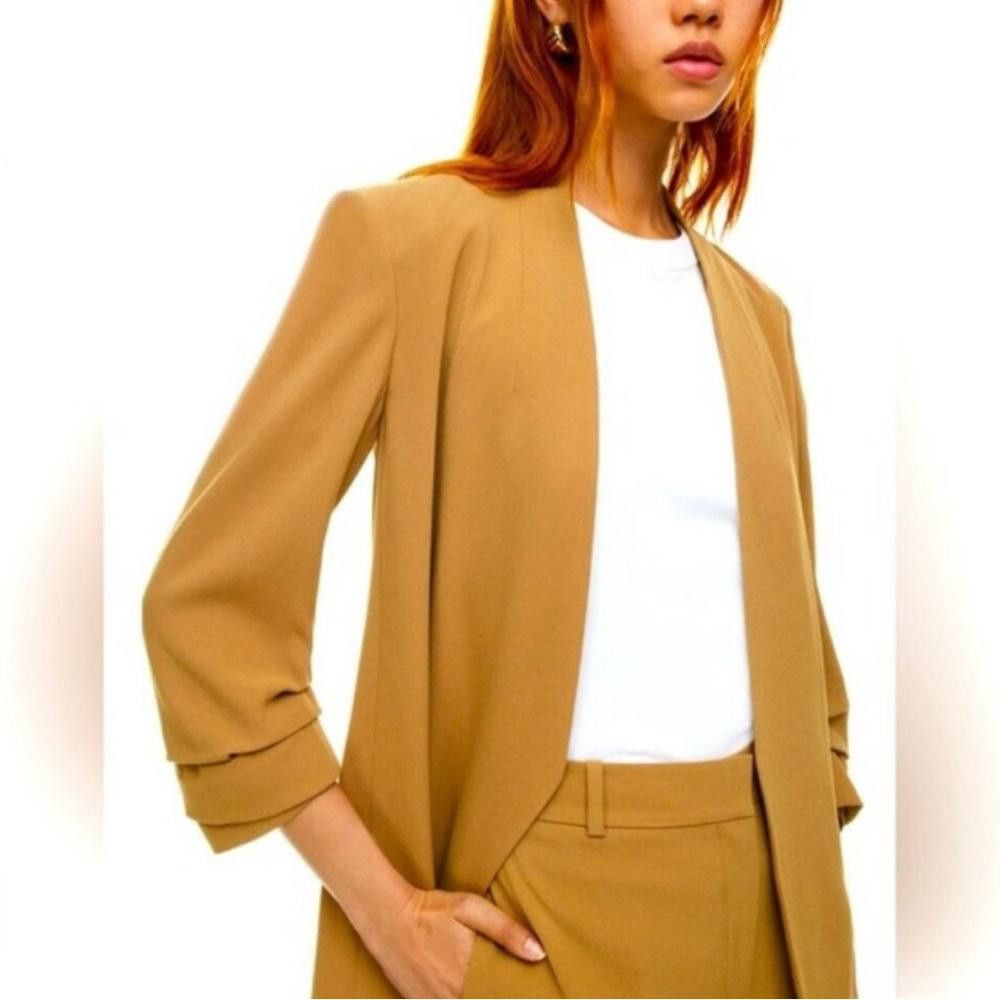 REVOLVE Babaton l Power Hip Mustard Open Front Blazer Size 4 Size S / US 4 / IT 40 - 1 Thumbnail
