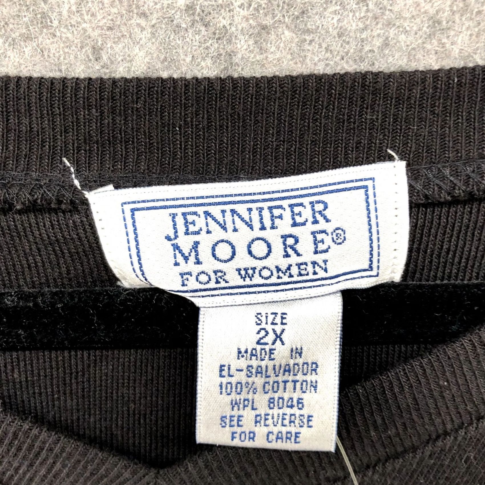 MooRER VTG Jennifer Moore Black Short Sleeve T Shirt Womens 2X Cotton Knit V-neck T-Shirt Womens 2X Black Knit V-Neck Basic Casual Shirt Size XXL / US 16-18 / IT 52-54 - 5 Thumbnail