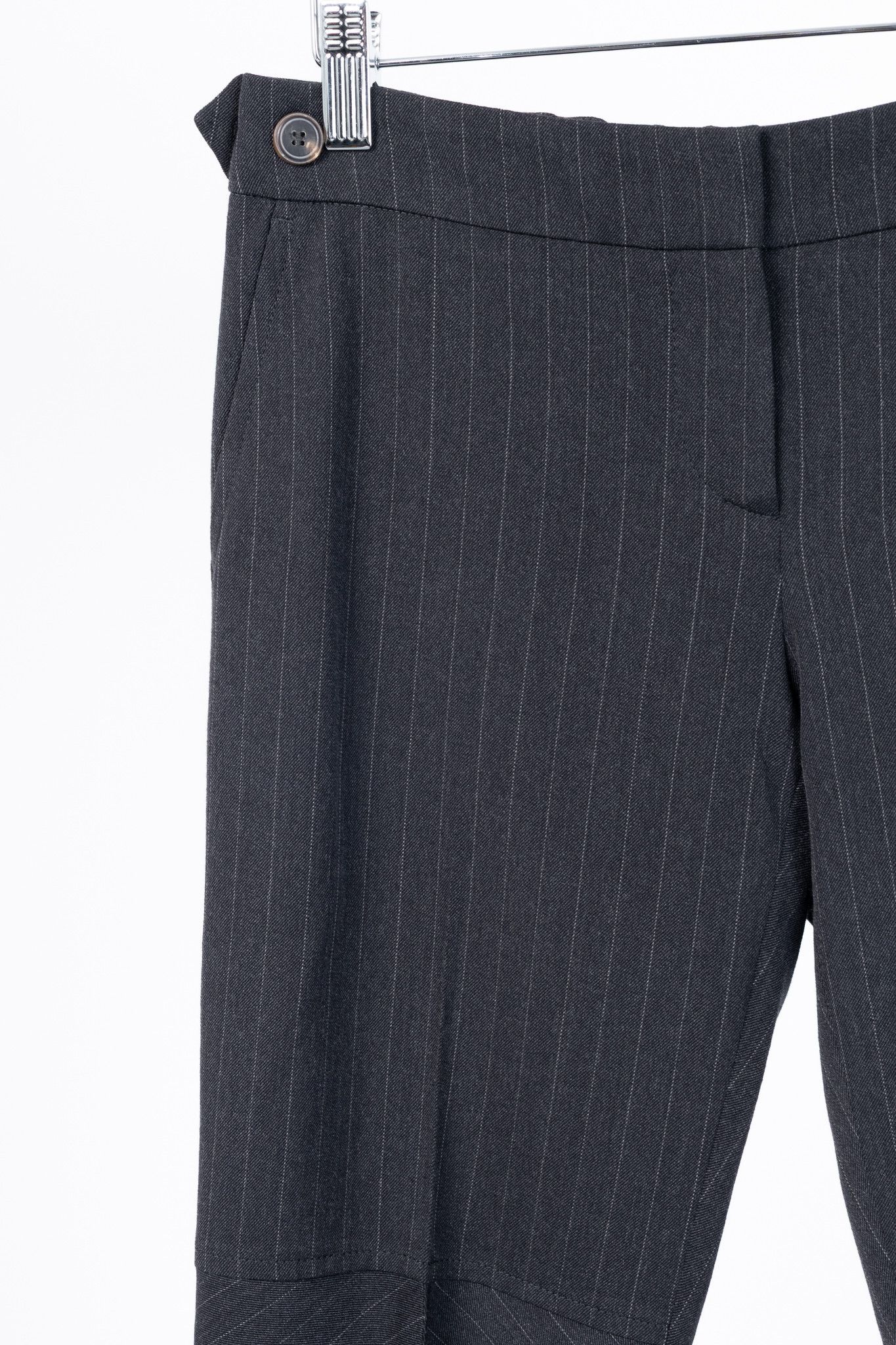 Brunello Cucinelli Brunello Cucinelli Wool-Blend Pinstripe Knee-Detail Trousers Size 27" / US 4 / IT 40 - 4 Thumbnail