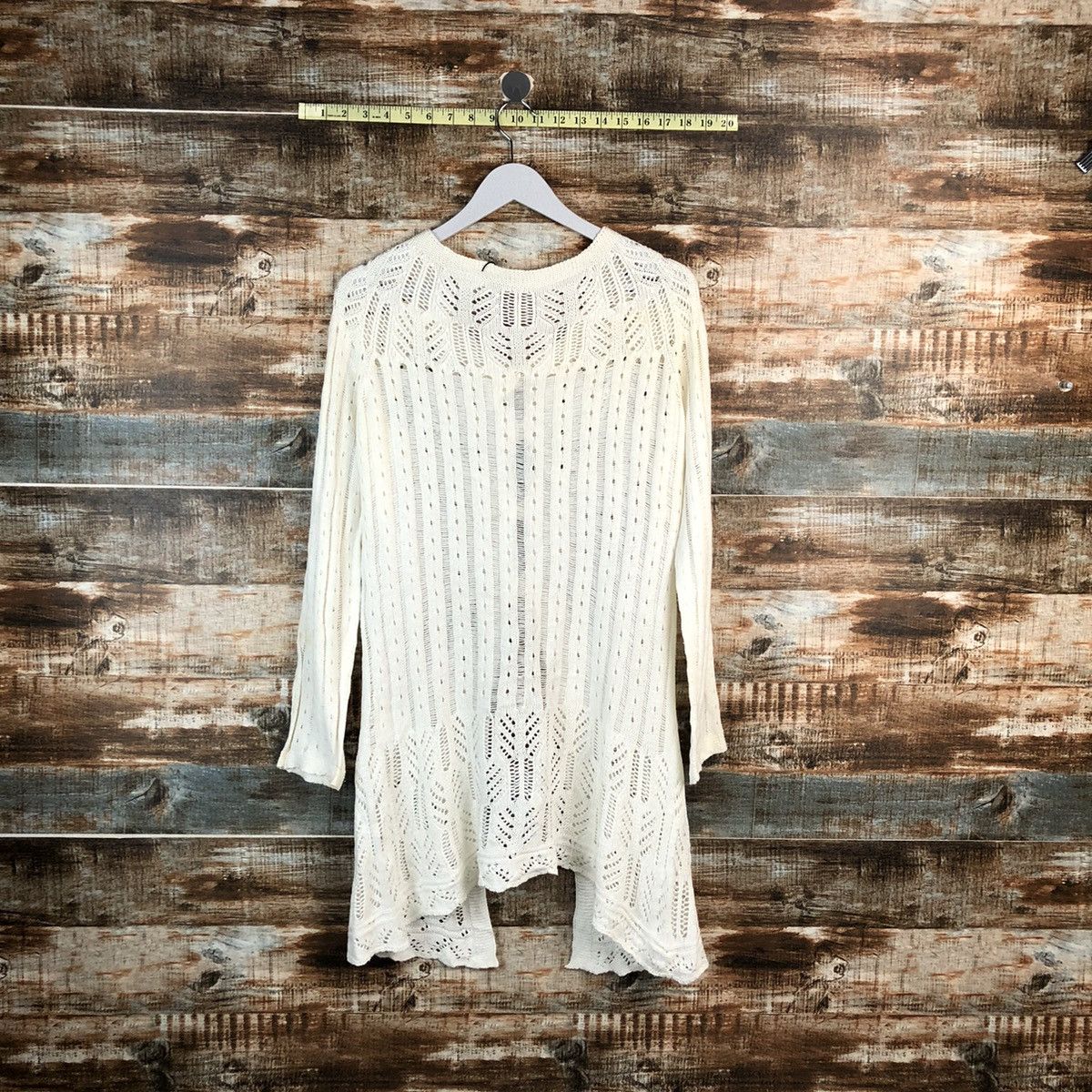 Japanese Brand Peyton Place White crochet meshnet Cardigan Knitwear #A2256 Size M / US 6-8 / IT 42-44 - 13 Thumbnail