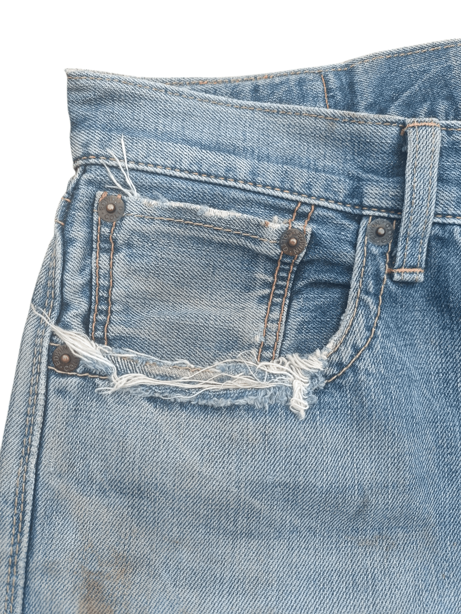 Edwin × Vintage EDWIN VINTAGE ORANGE TAB DISTRESSED SELVEDGE DENIM E197 Size US 32 / EU 48 - 10 Thumbnail