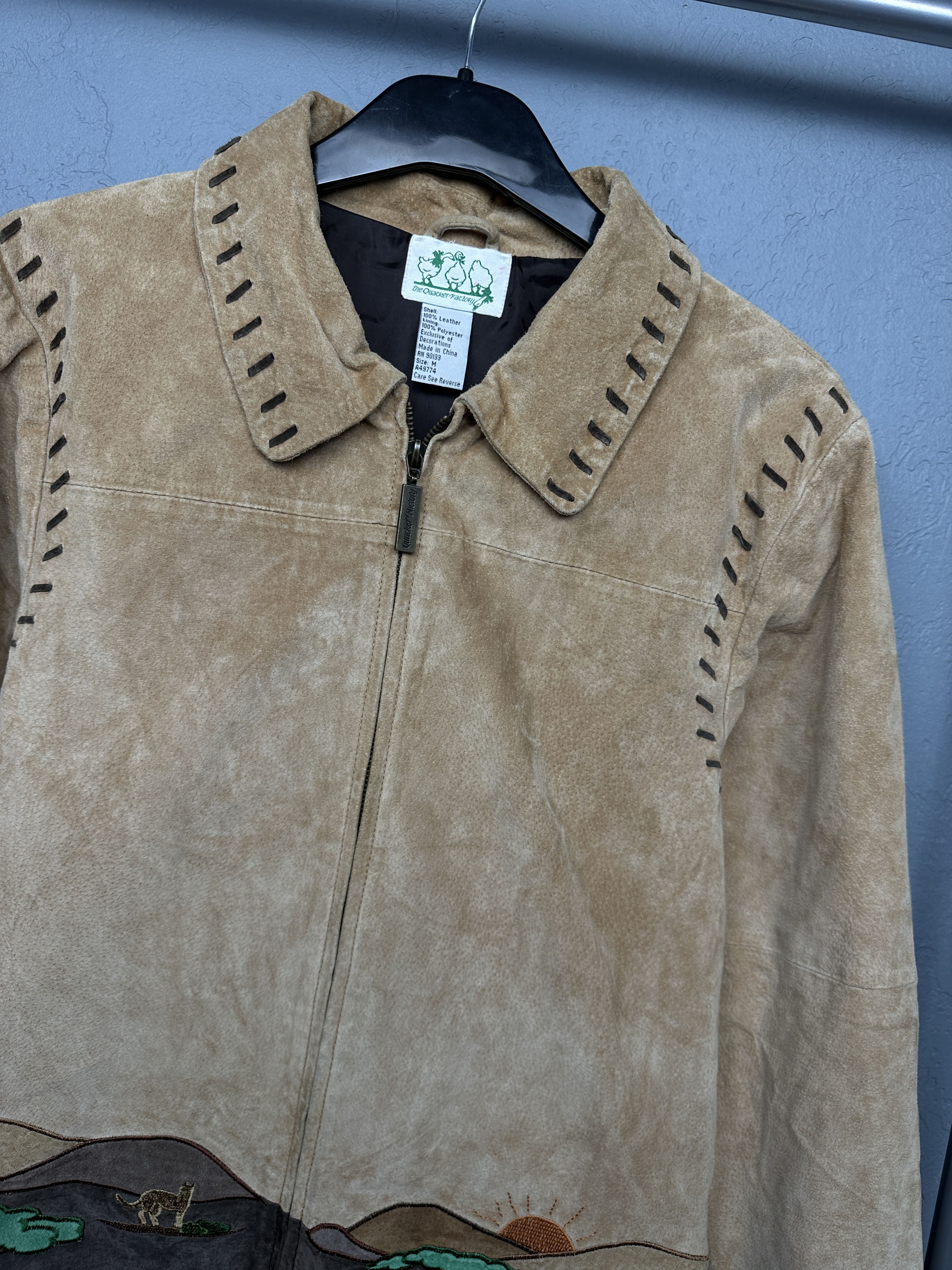 Vintage The Quacker Factory Suede Leather Jacket Safari Animal Print Size M / US 6-8 / IT 42-44 - 2 Thumbnail