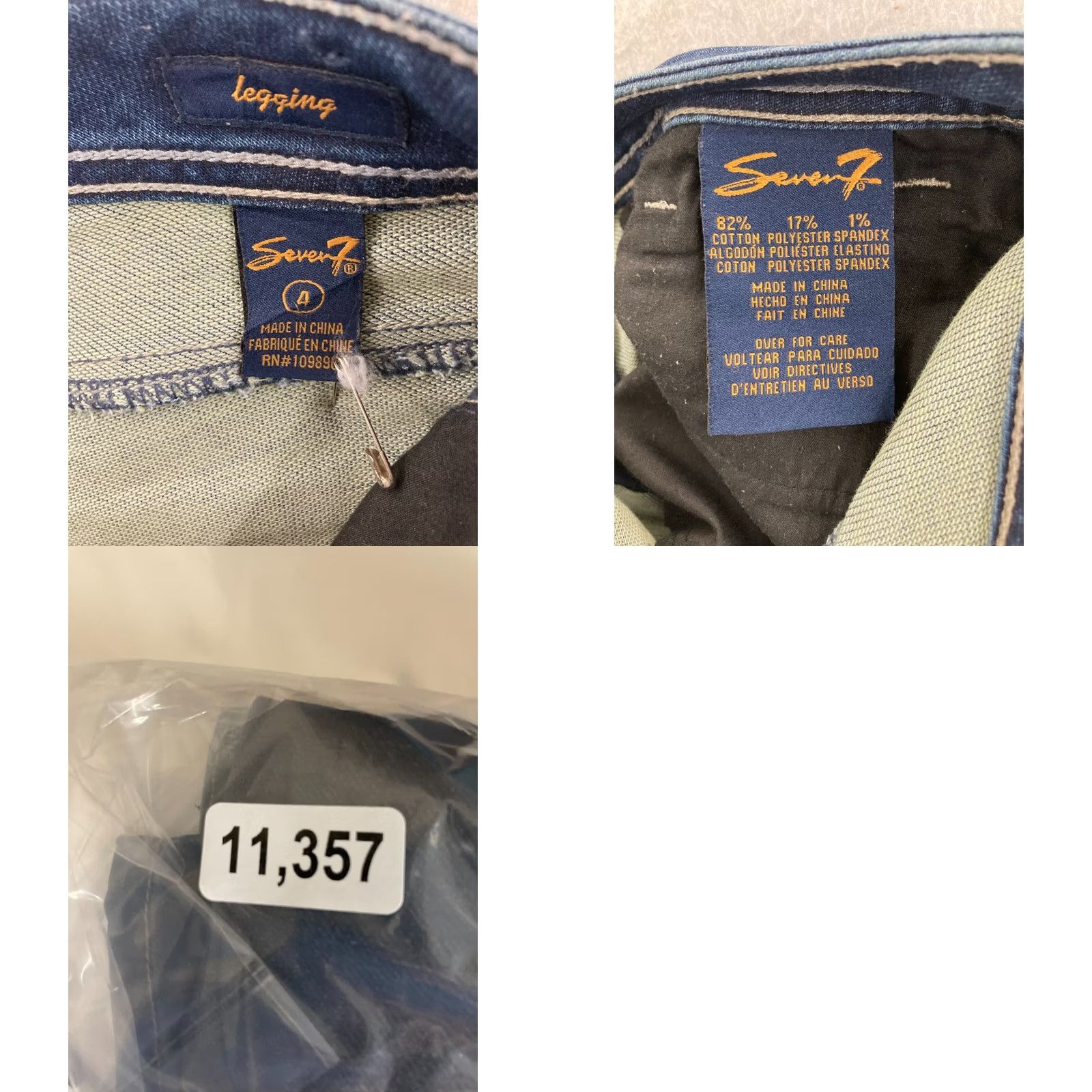 Vintage Seven7 Premium Straight Jeans Womens 4 Blue Denim Stretch Mid-Rise Slim 5-Pocket Design Bags/Suspenders Notation? Size 27" / US 4 / IT 40 - 8 Thumbnail