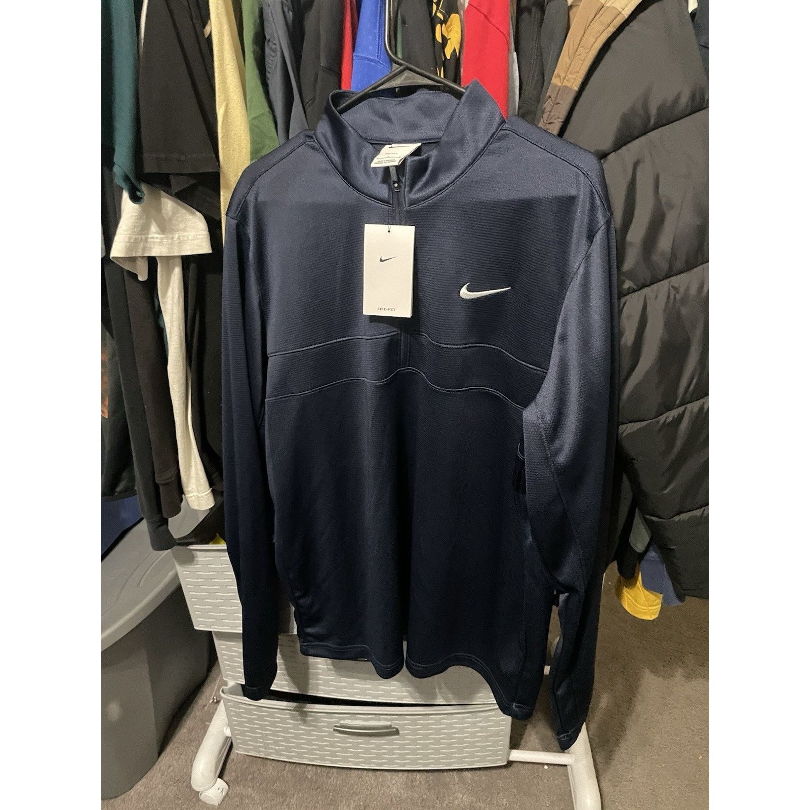 Nike Size L- Nike Dri Fit 1/4 Zip Pullover Jacket Navy Blue NWT Size US L / EU 52-54 / 3 - 1 Thumbnail