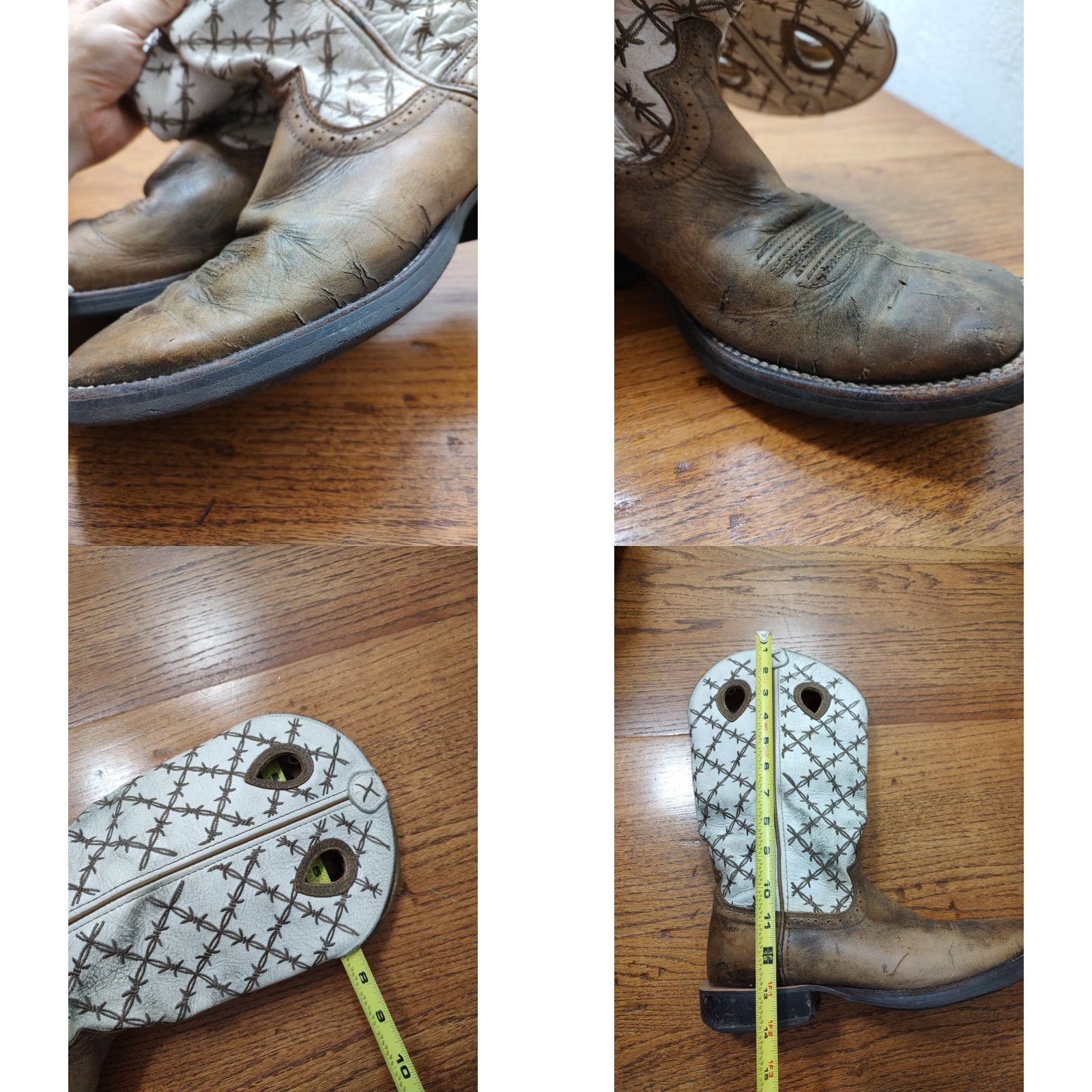 Twisted X Twisted X Western Boots Ruff Stock Bomber White Mens 9 D Leather Barbed Wire Rubber Cushioned Square Toe Slip On Western Cowboy Boot Mens Size US 9 / EU 42 - 9 Thumbnail