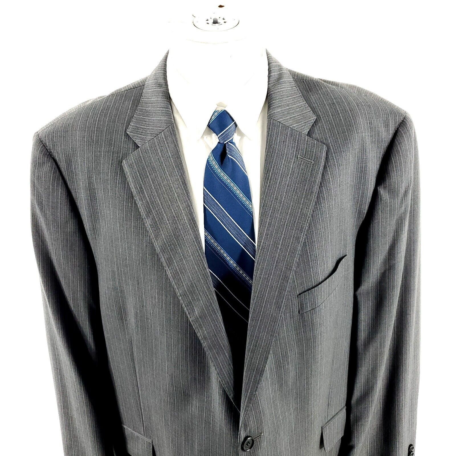 Peter Millar Peter Millar Wool 2 Button Suit Jacket 48L Gray Striped Size 48L - 1 Thumbnail
