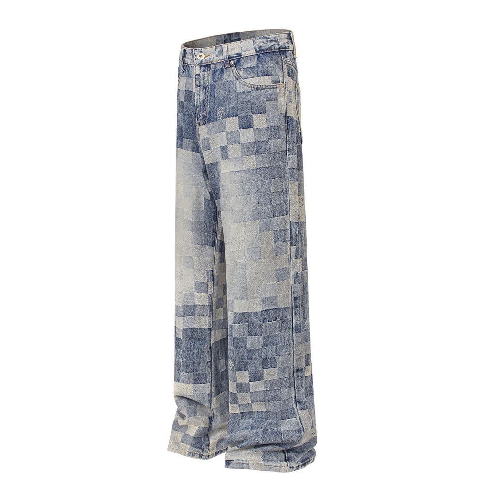 Japanese Brand American men's street loose distressed mosaic jeans y2k Size US 32 / EU 48 - 2 Thumbnail