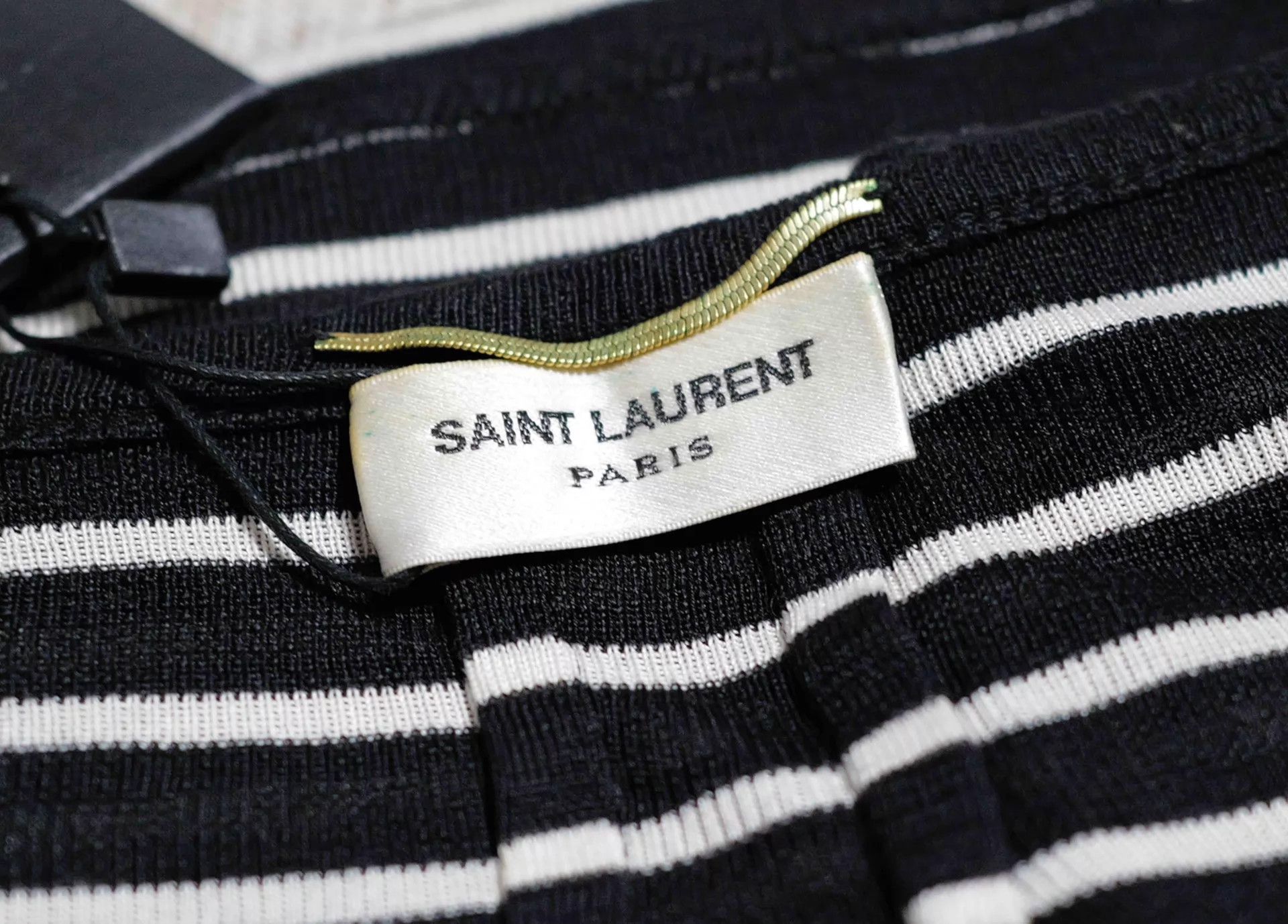 Saint Laurent Paris SLP 15AW B&W Striped Silk Pocket T-Shirt Size M Size US M / EU 48-50 / 2 - 4 Thumbnail