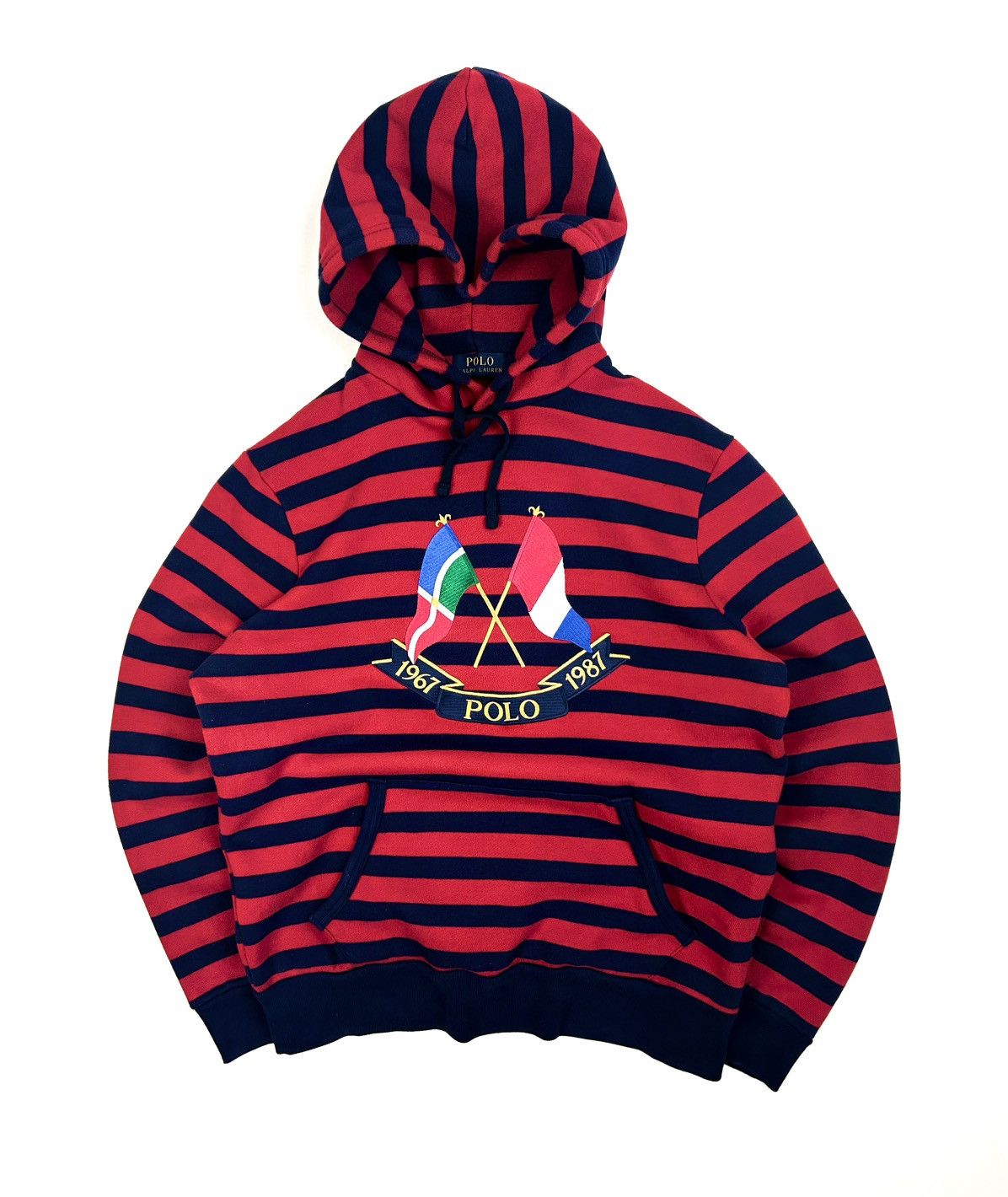 Polo Ralph Lauren rare Polo Ralph Lauren Cross Flags Striped Hoodie Vintage M Size US M / EU 48-50 / 2 - 1 Thumbnail