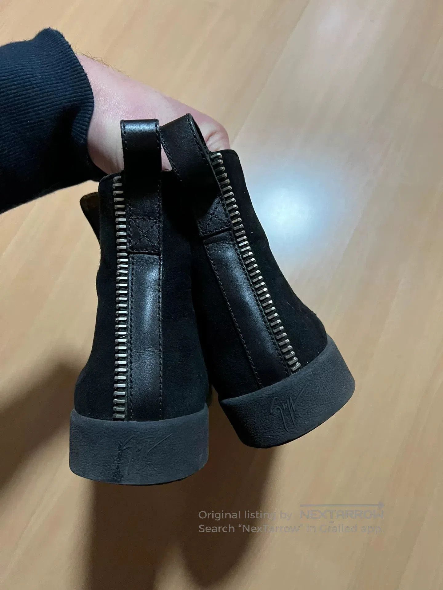 Giuseppe Zanotti black suede zipper Chelsea ankle boots. Size US 10 / EU 43 - 5 Thumbnail