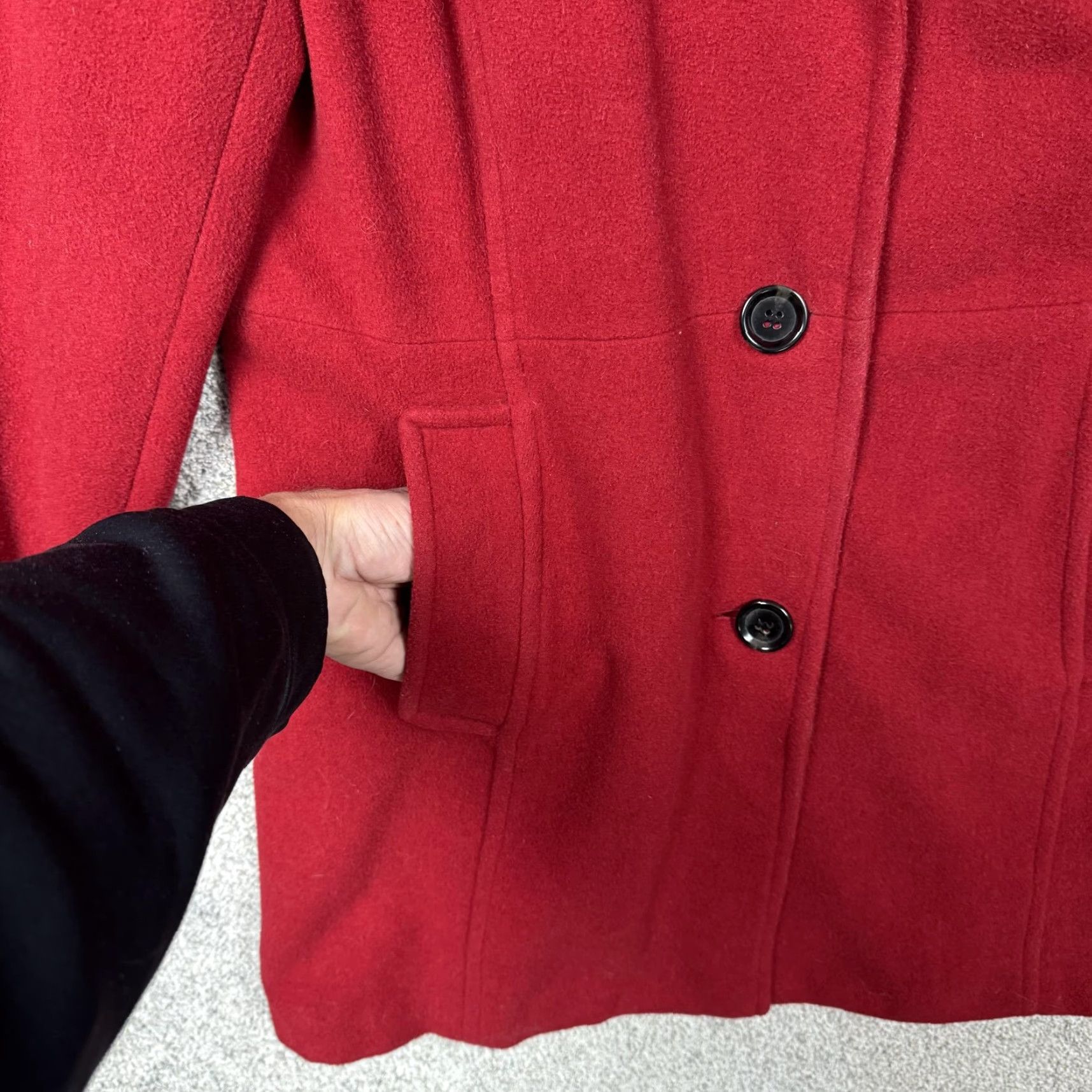 Vintage Style&co. Coat Womens XL Red Wool Blend Single Breasted Lined Mid Length Winter Size XL / US 12-14 / IT 48-50 - 6 Thumbnail