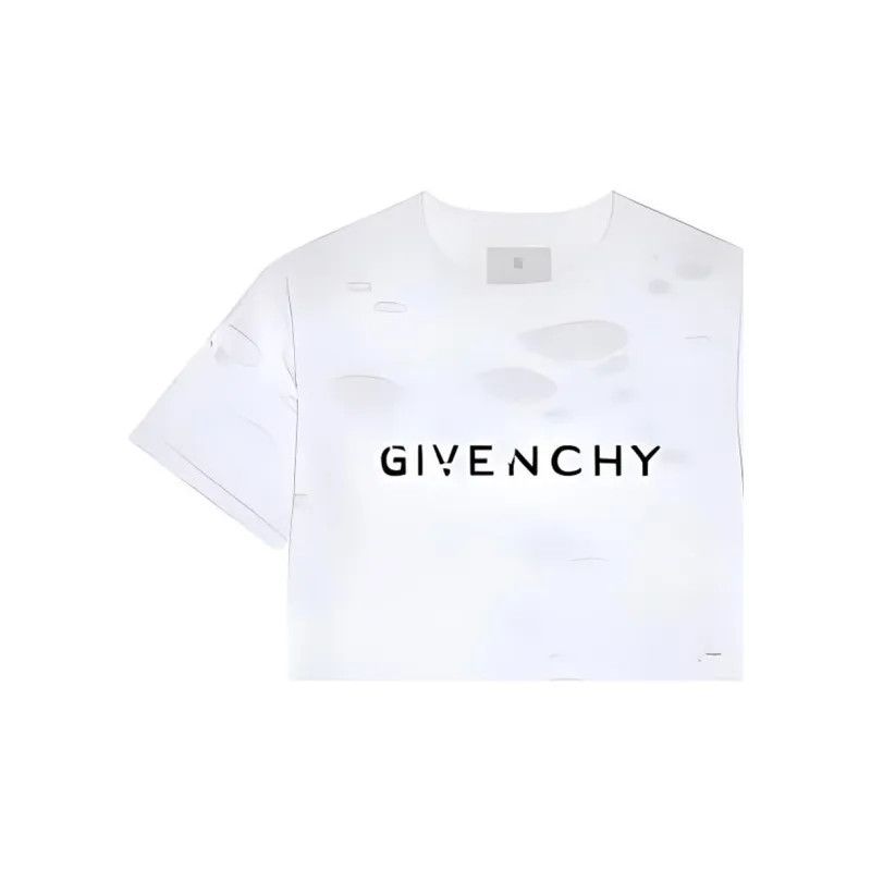 Givenchy o1w1db10325 2 Laters Oversized Hole T-Shirt in White Size US XS / EU 42 / 0 - 3 Thumbnail