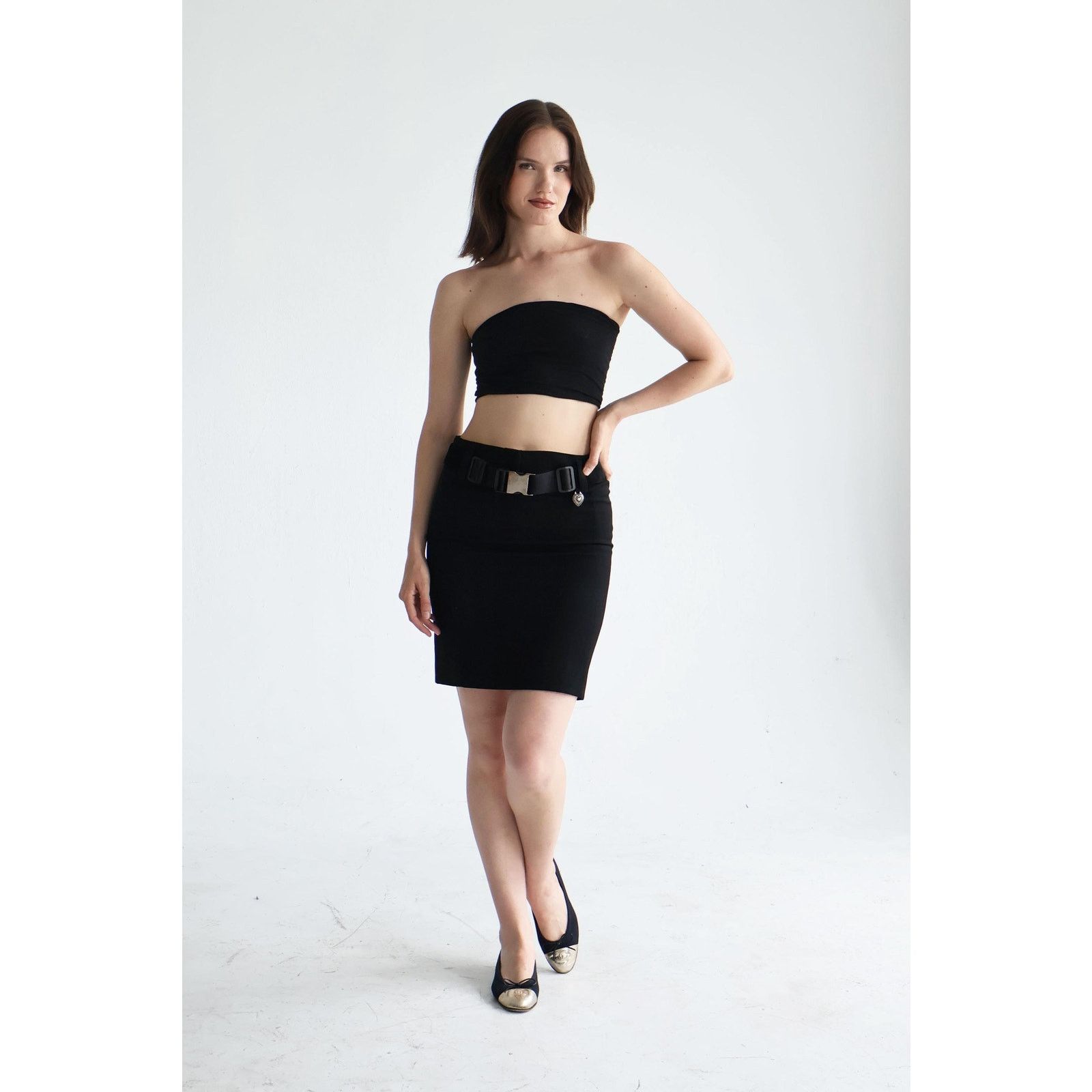 Prada Vintage PRADA 2000s Wool Pencil "Seat Belt Buckle" Skirt Size 27" / US 4 / IT 40 - 4 Thumbnail