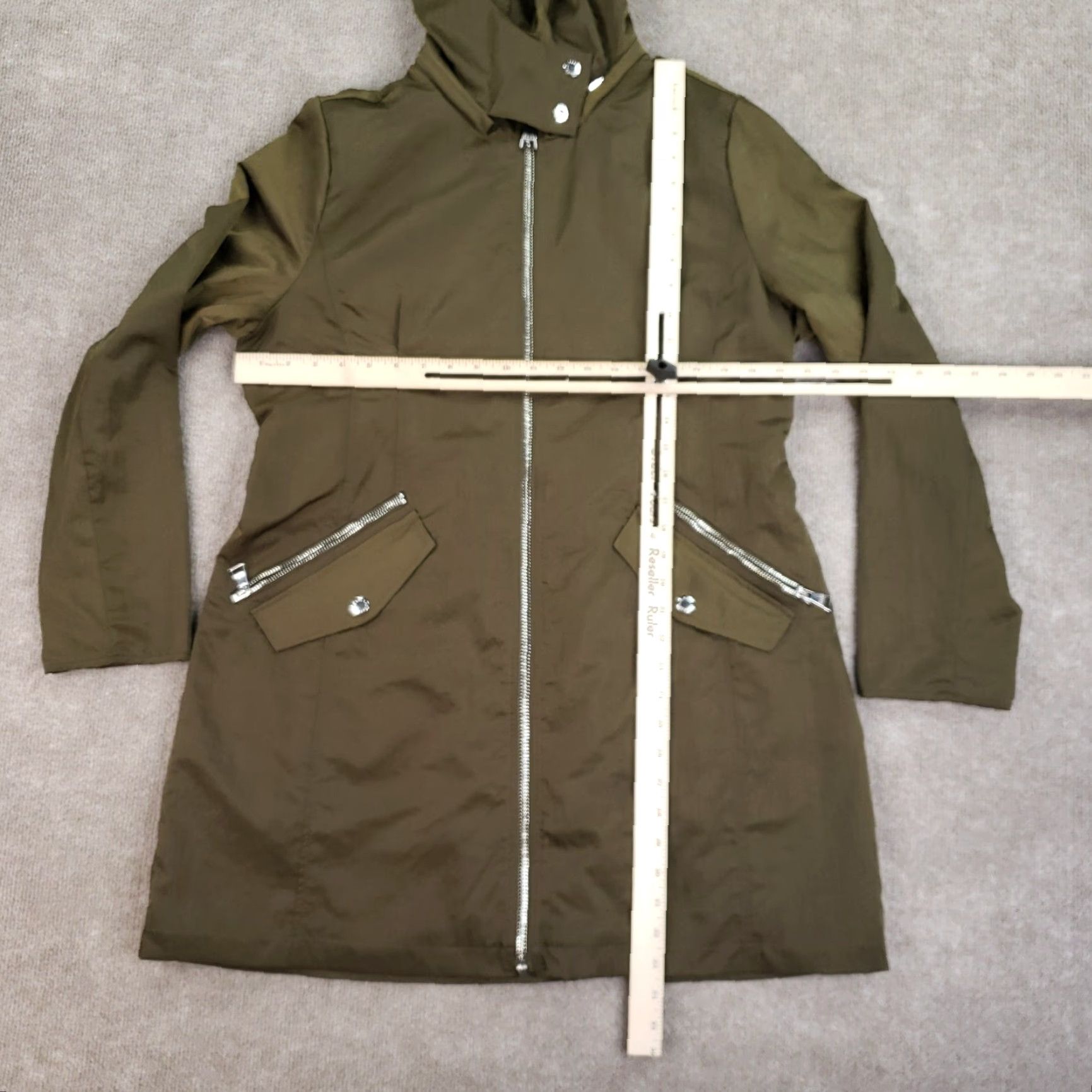 Karl Lagerfeld VINTAGE Karl Lagerfeld Jacket Women Green Hooded Windbreaker Pockets Full Zip Long Size L / US 10 / IT 46 - 2 Thumbnail
