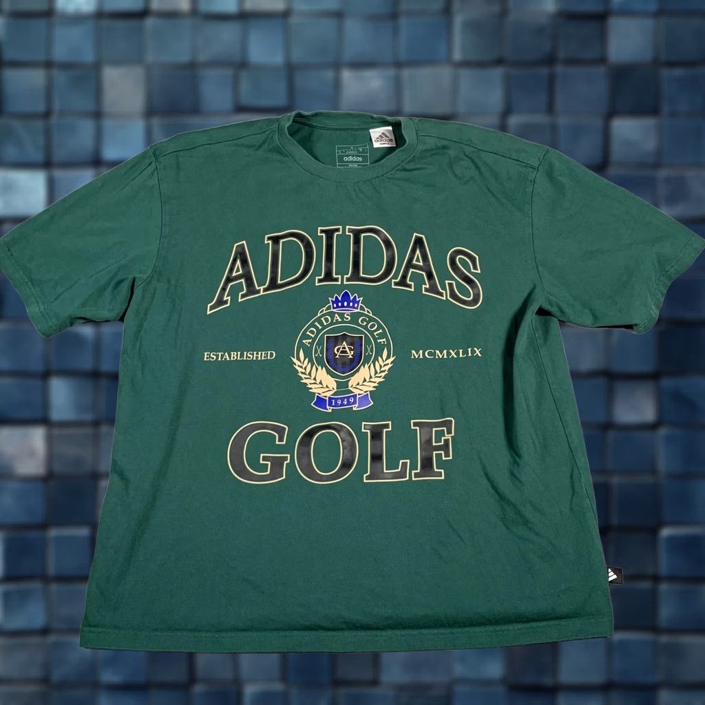 Adidas Adidas Golf Shirt Mens S Green Graphic Crest 1949 Sample Cotton Athletic Tee Size US S / EU 44-46 / 1 - 1 Thumbnail