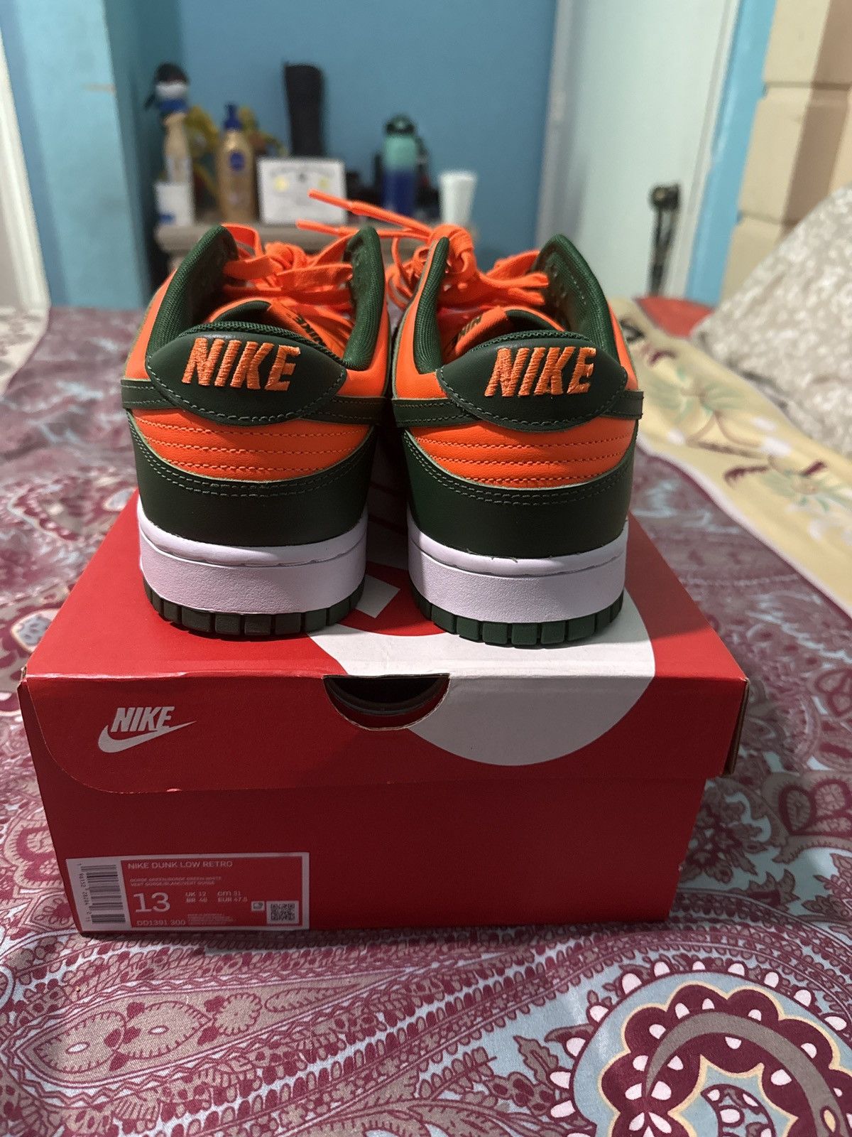 Nike Nike Dunk Low “Miami Hurricanes” Size US 13 / EU 46 - 4 Thumbnail