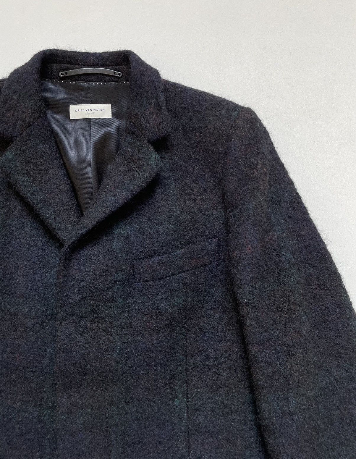 Dries Van Noten Black Boucle Check Wool Overcoat Size US S / EU 44-46 / 1 - 6 Thumbnail