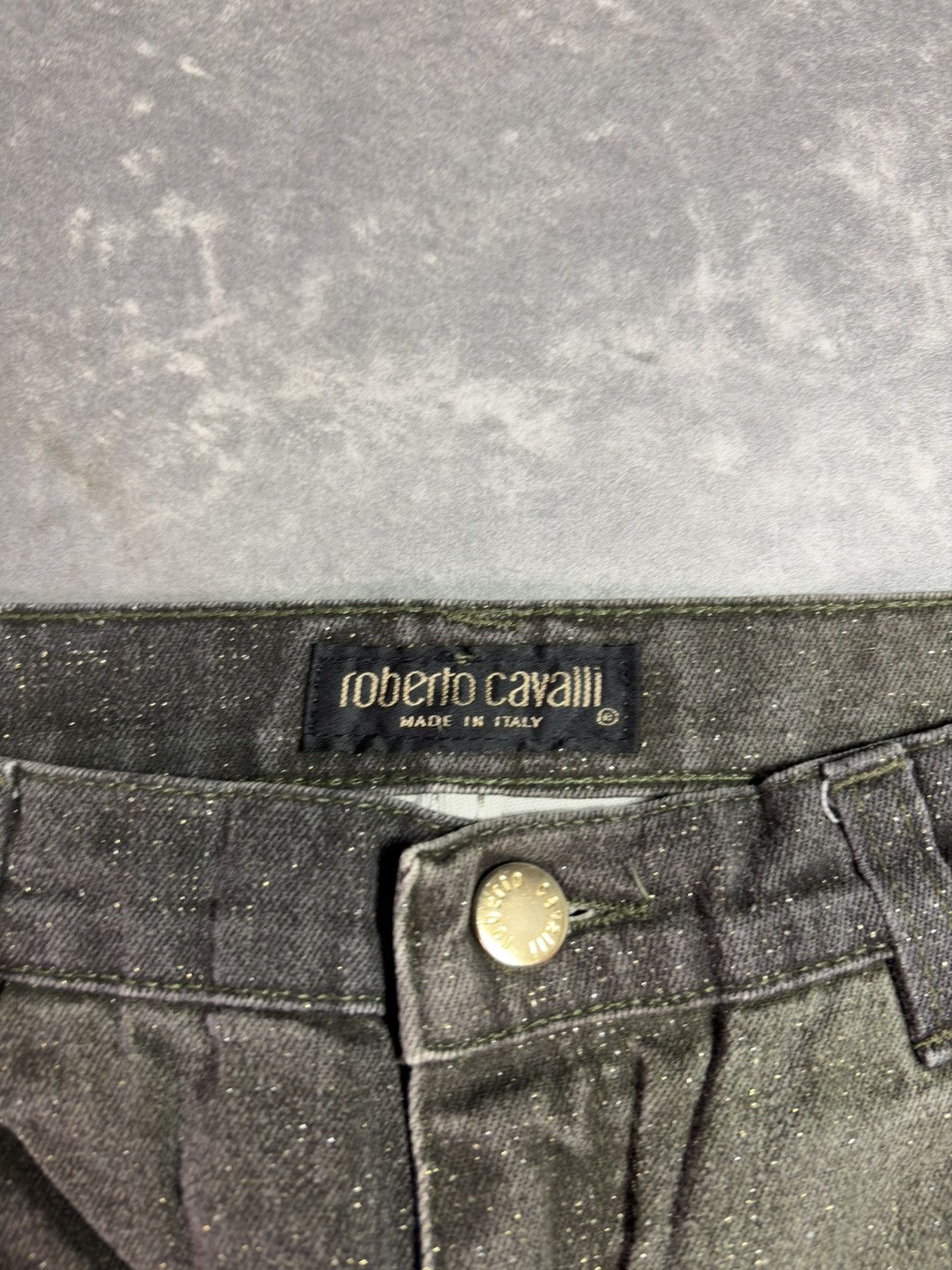 Roberto Cavalli 90s Roberto Cavalli Glitter Faded Wide Leg Denim Jeans XL Size US 34 / EU 50 - 8 Thumbnail