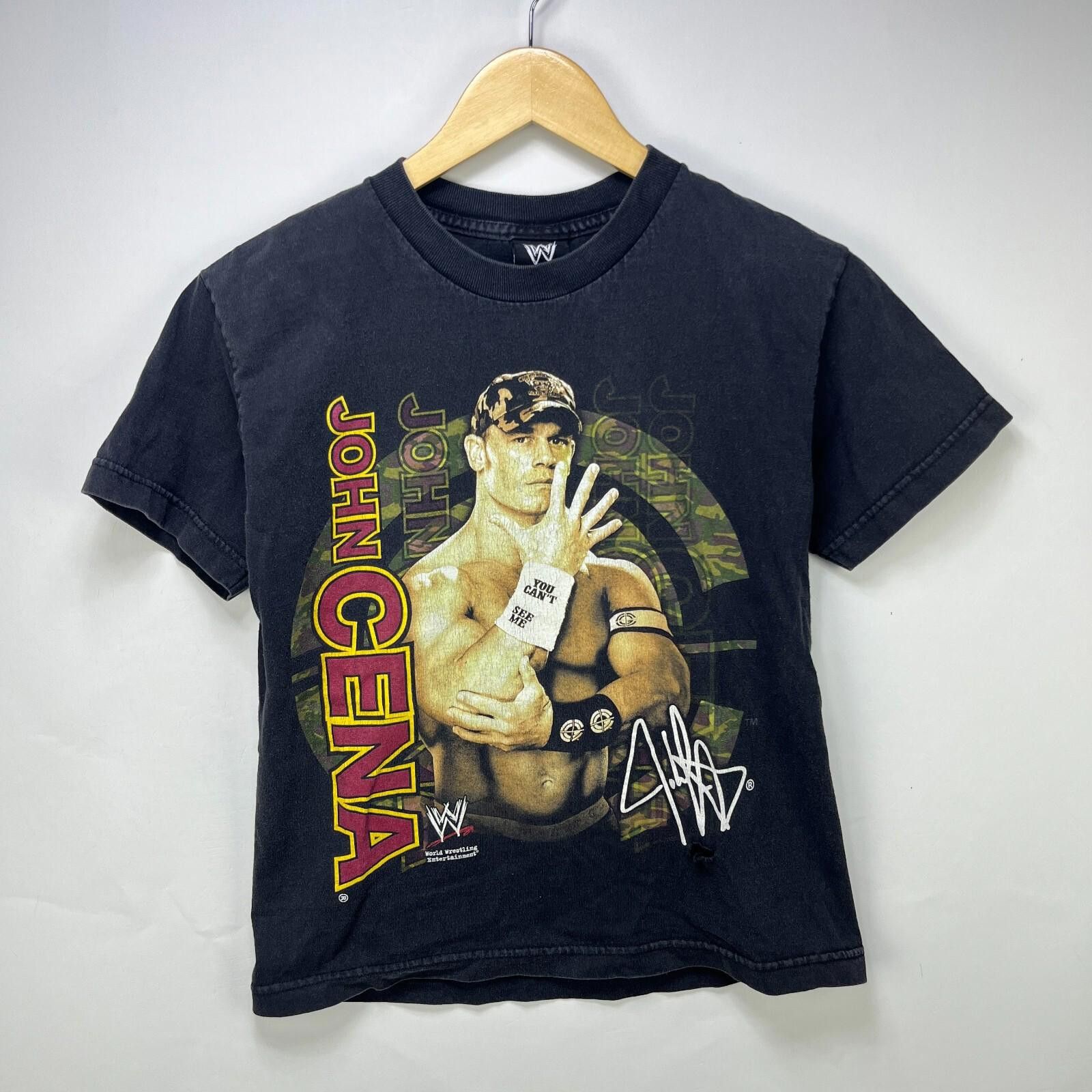 T-shirt Vintage WWE Raw Années 2000 – John Cena, Batista, Mysterio – Noir Taille L