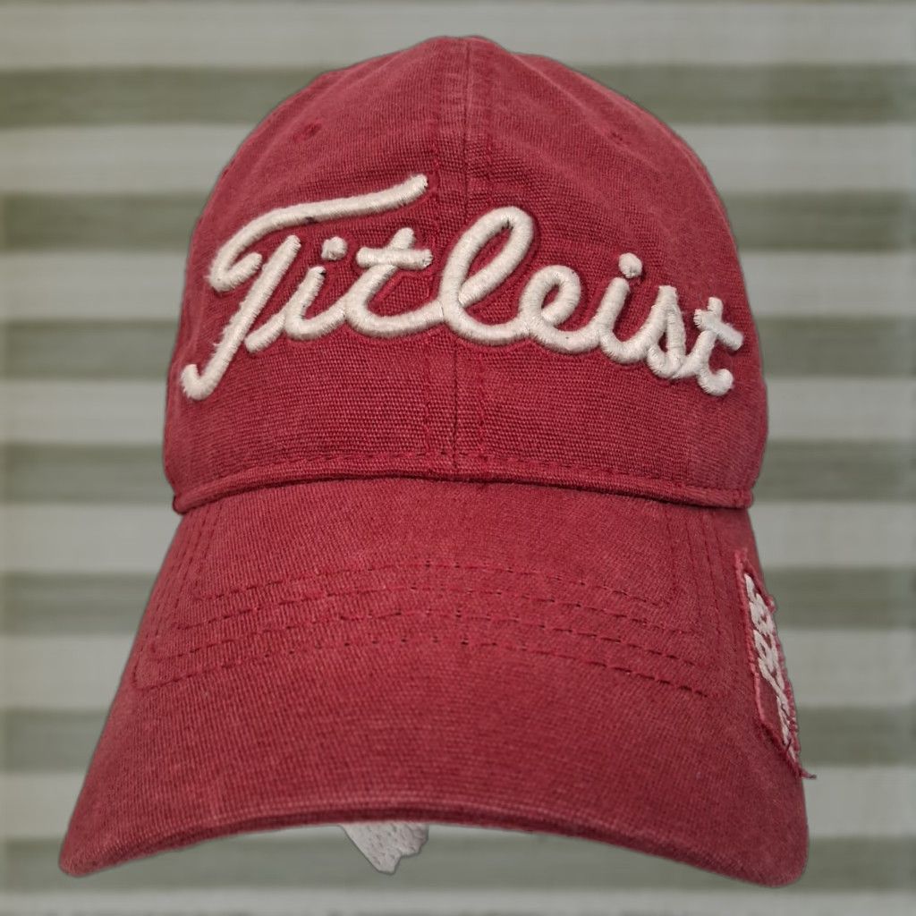 Titleist Titleist Golf Hat Maroon Canvas Strap Back Distressed Embroidered One Size Men Golf Cap Size ONE SIZE - 1 Thumbnail