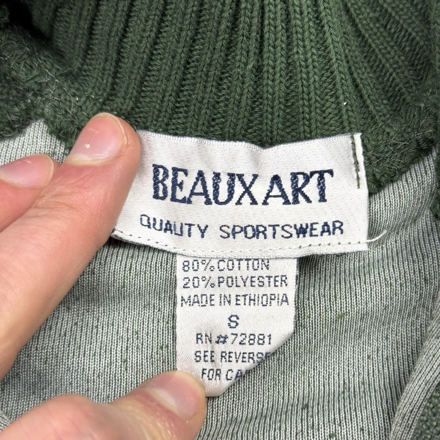 Velour VTG BEAUX ART 90S SWEATER JACKET GREEN COTTON POLYESTER FULL ZIP S RAGLAN SLEEVE RIBBED SHOULDERS VINTAGE UNISEX ADULTS Regular Size Size US S / EU 44-46 / 1 - 5 Thumbnail