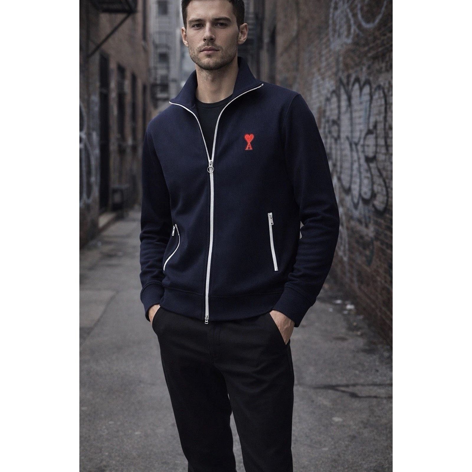 【Ami Alexandre Mattiussi 】トラックプルオーバージャージ AMI AMI Alexandre Mattiussi Full Zip Red Track Jacket | Grailed