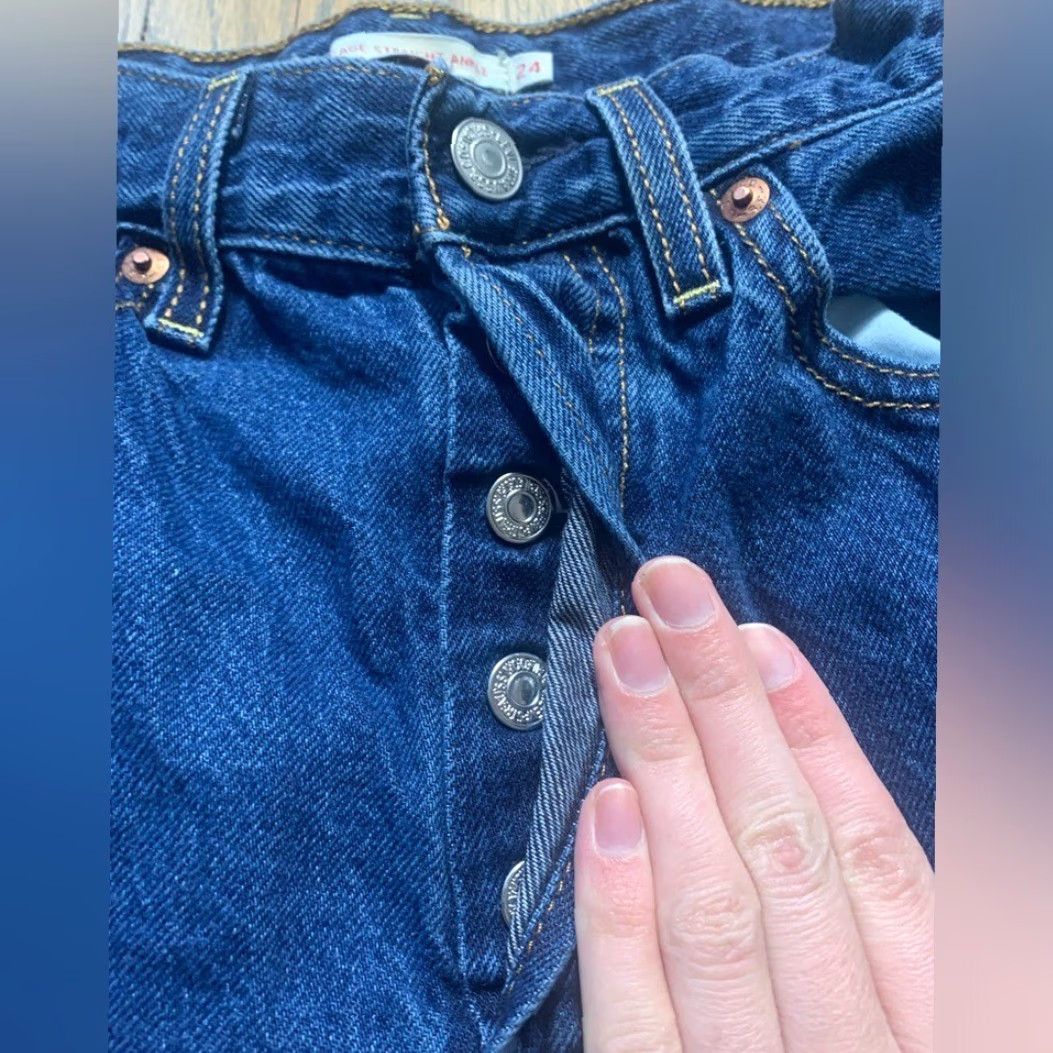 Levi's Levi's Jeans 24 Women's Blue Ankle Button Fly RIB Cage Straight 24 Jeans Size 42" / US 20 - 4 Thumbnail