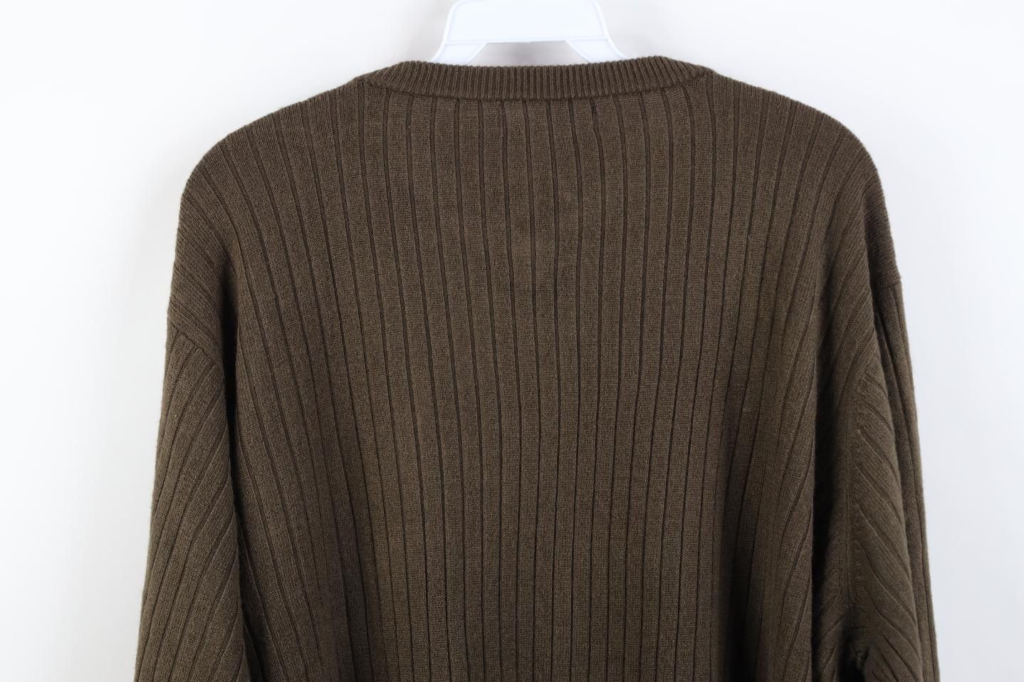Vintage Vintage 90s Streetwear Soft Ribbed Knit V-Neck Sweater Brown Size US XL / EU 56 / 4 - 9 Thumbnail