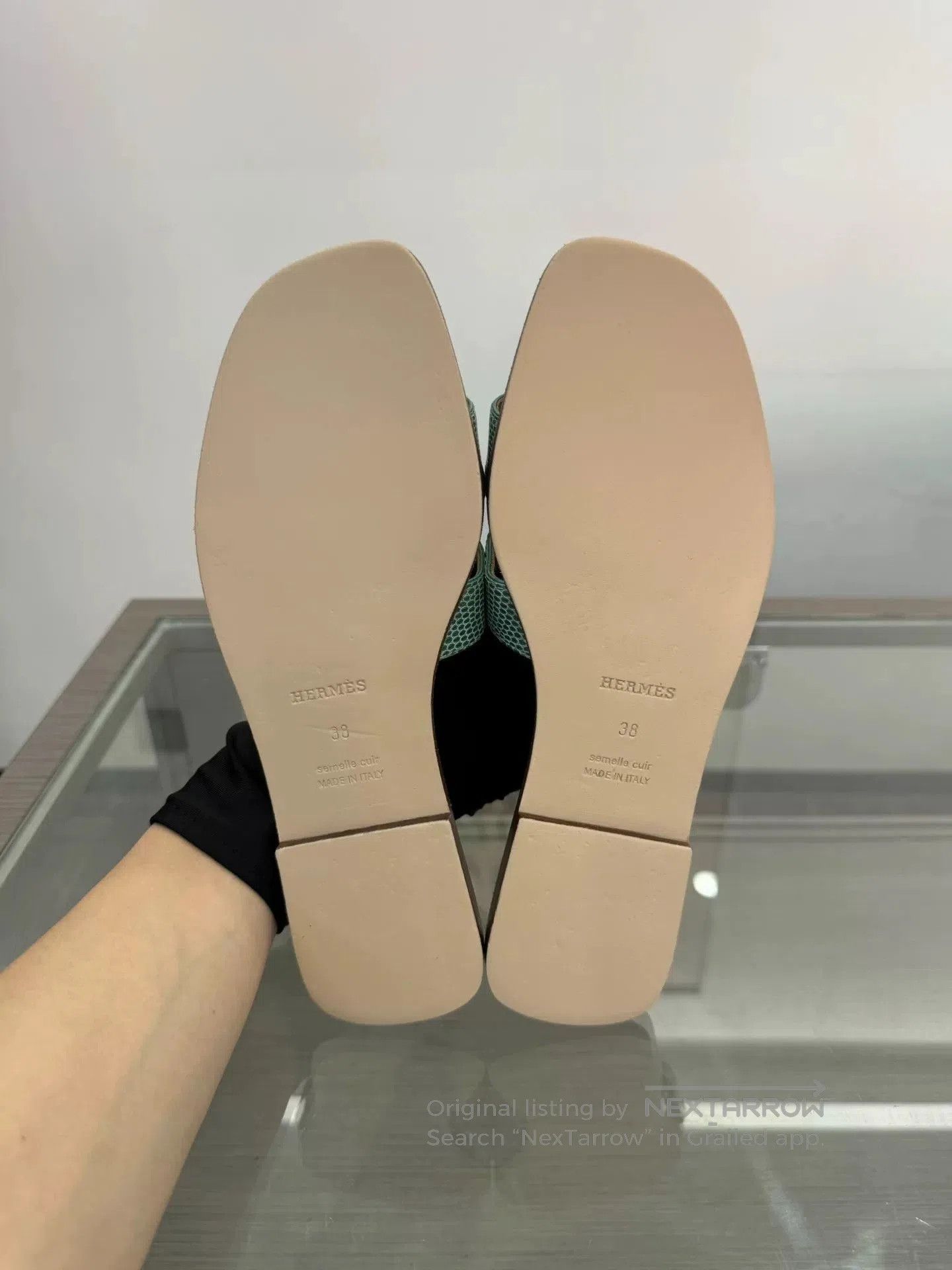 Hermes Hermes Green Lizard Skin H Women's Slippers. Size US 7 / IT 37 - 6 Thumbnail