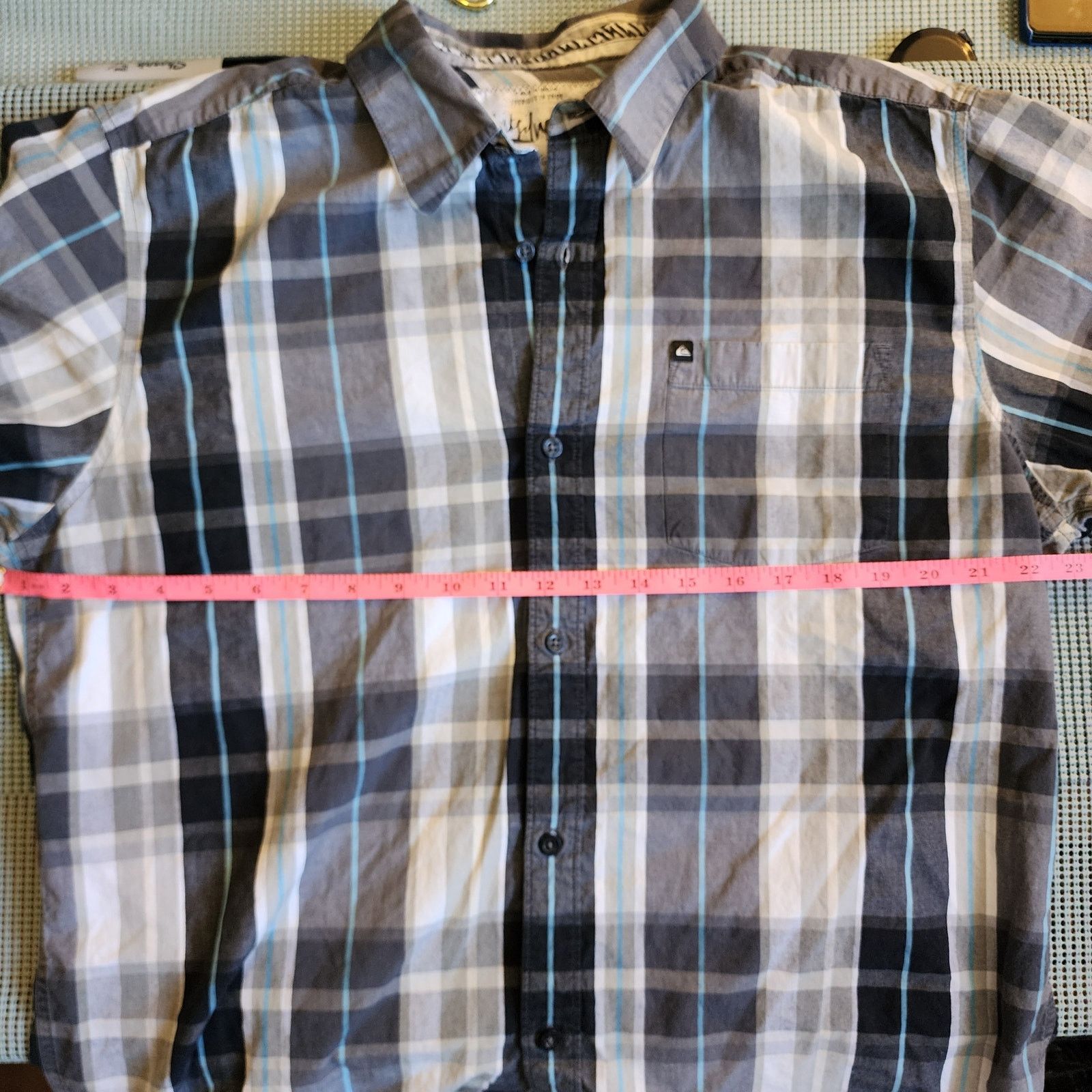 Quiksilver Quiksilver Men's Large Plaid Shirt Black White Blue Size US L / EU 52-54 / 3 - 4 Thumbnail