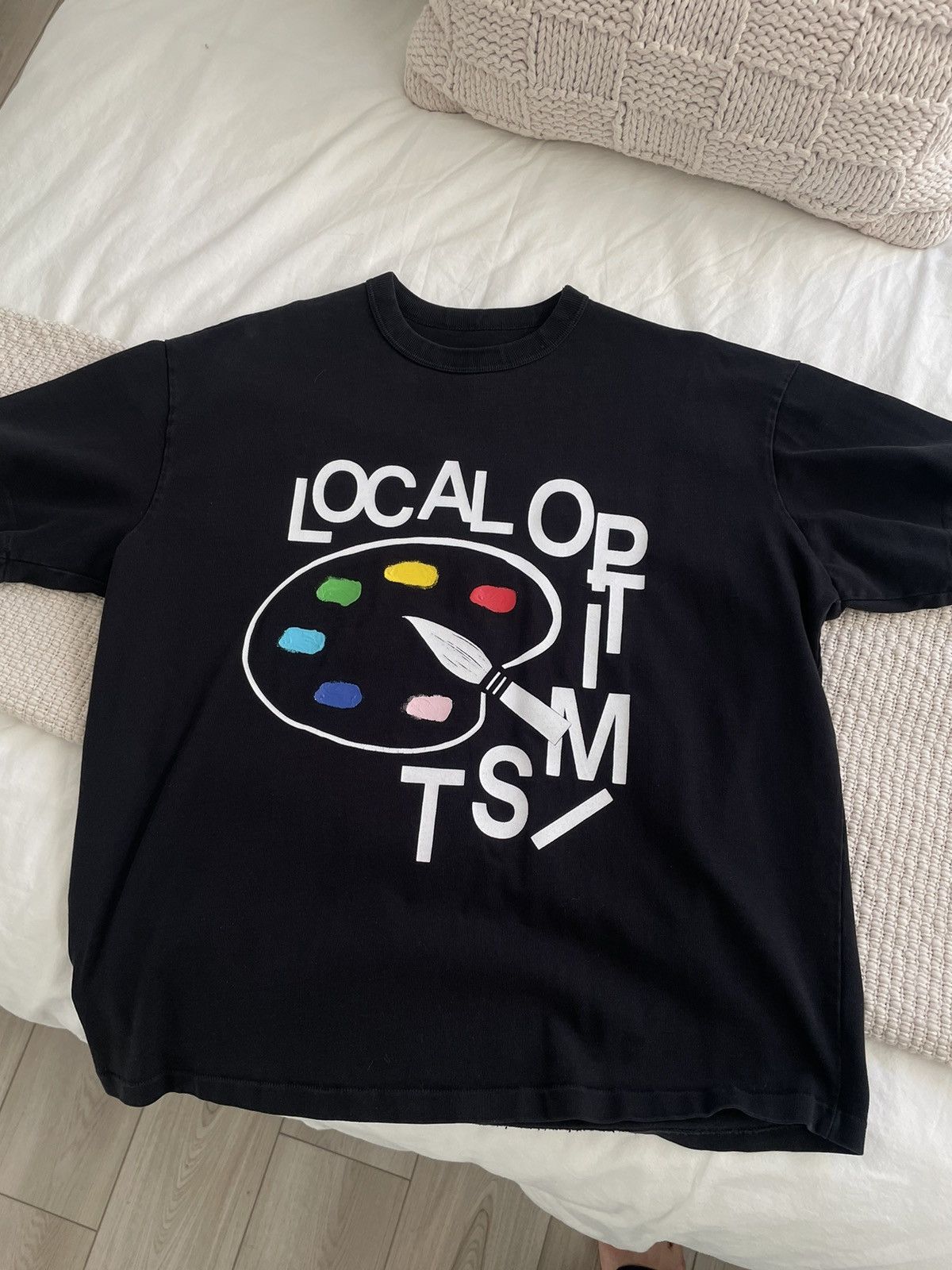 image of Madhappy Oversized Local Optimist T-Shirt in Black, Men's (Size Medium)