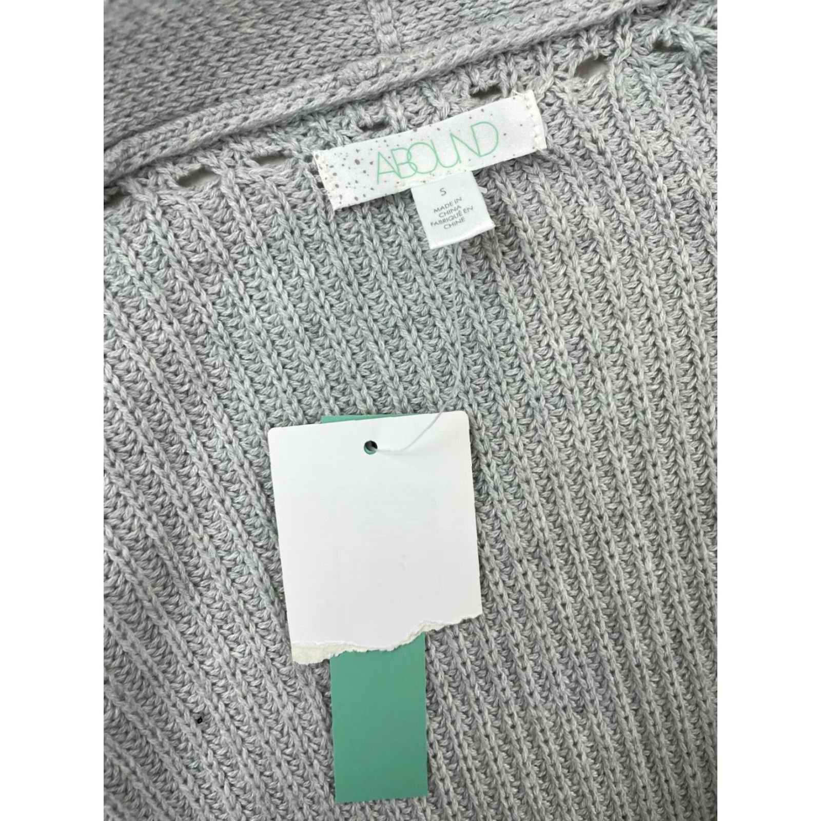 Vintage ABOUND Sweater Cardigan Women's Small Gray Long Sleeve Open Knit NWT Size S / US 4 / IT 40 - 6 Thumbnail