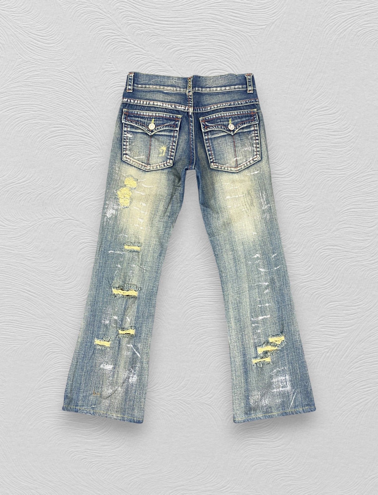 Japanese Brand Faded Blue Vintage Agate Label Flare Jeans 33x30.5 - JN3269 Size US 33 - 2 Thumbnail
