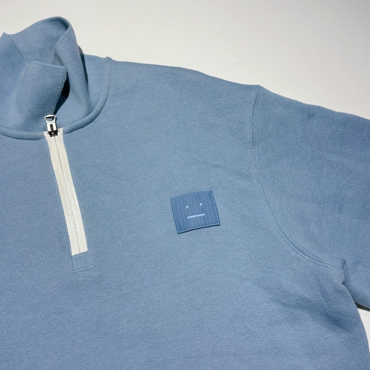 Acne Studios Acne Studios Mineral Blue Face Logo Half-Zip Sweater Size US S / EU 44-46 / 1 - 3 Thumbnail