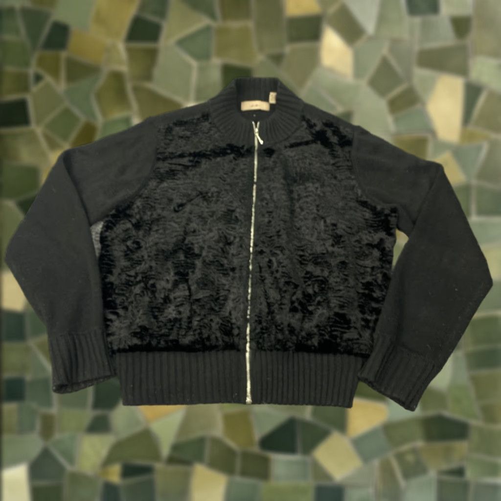 Vintage VINTAGE i.e. Jacket Womens Large Black Bomber Acetate Knit Zip Up Solid Retro Style Size L / US 10 / IT 46 - 1 Thumbnail